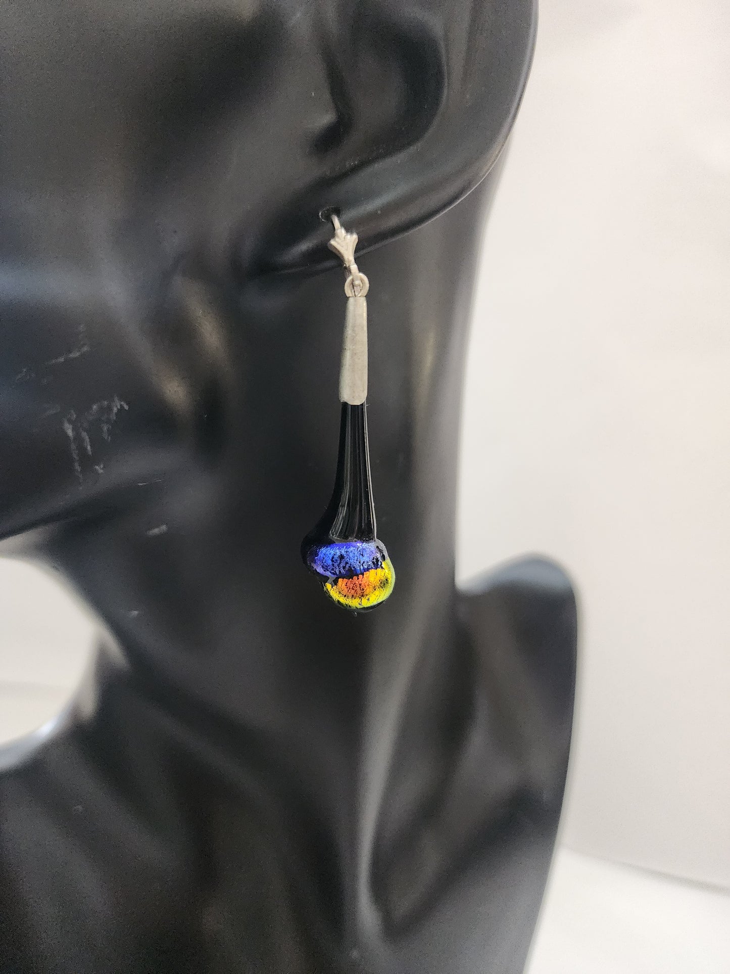 Dichroic Fused Teardrop Earring