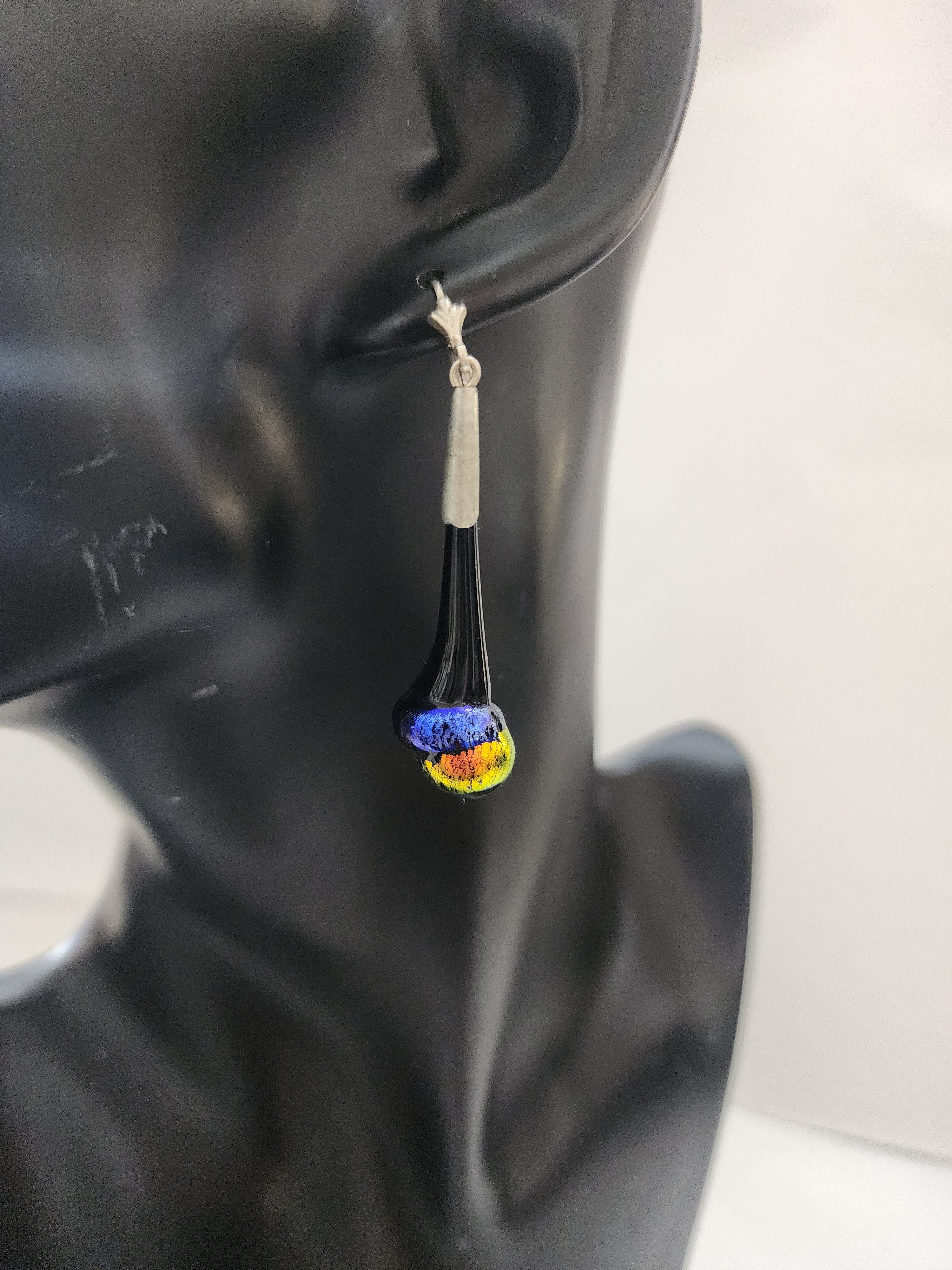 Dichroic Fused Teardrop Earring