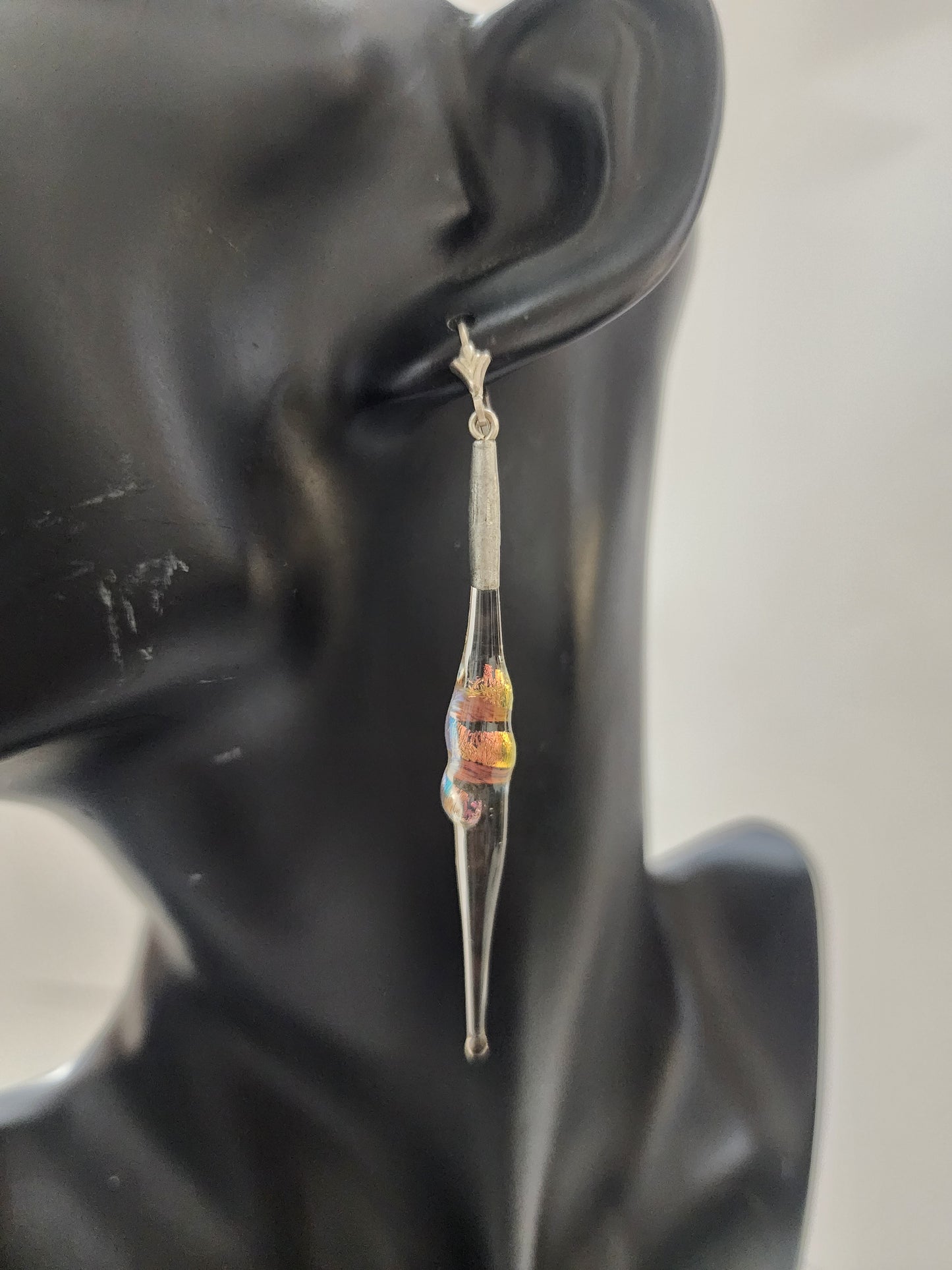 Dichroic Short Fused Teardrop Earring