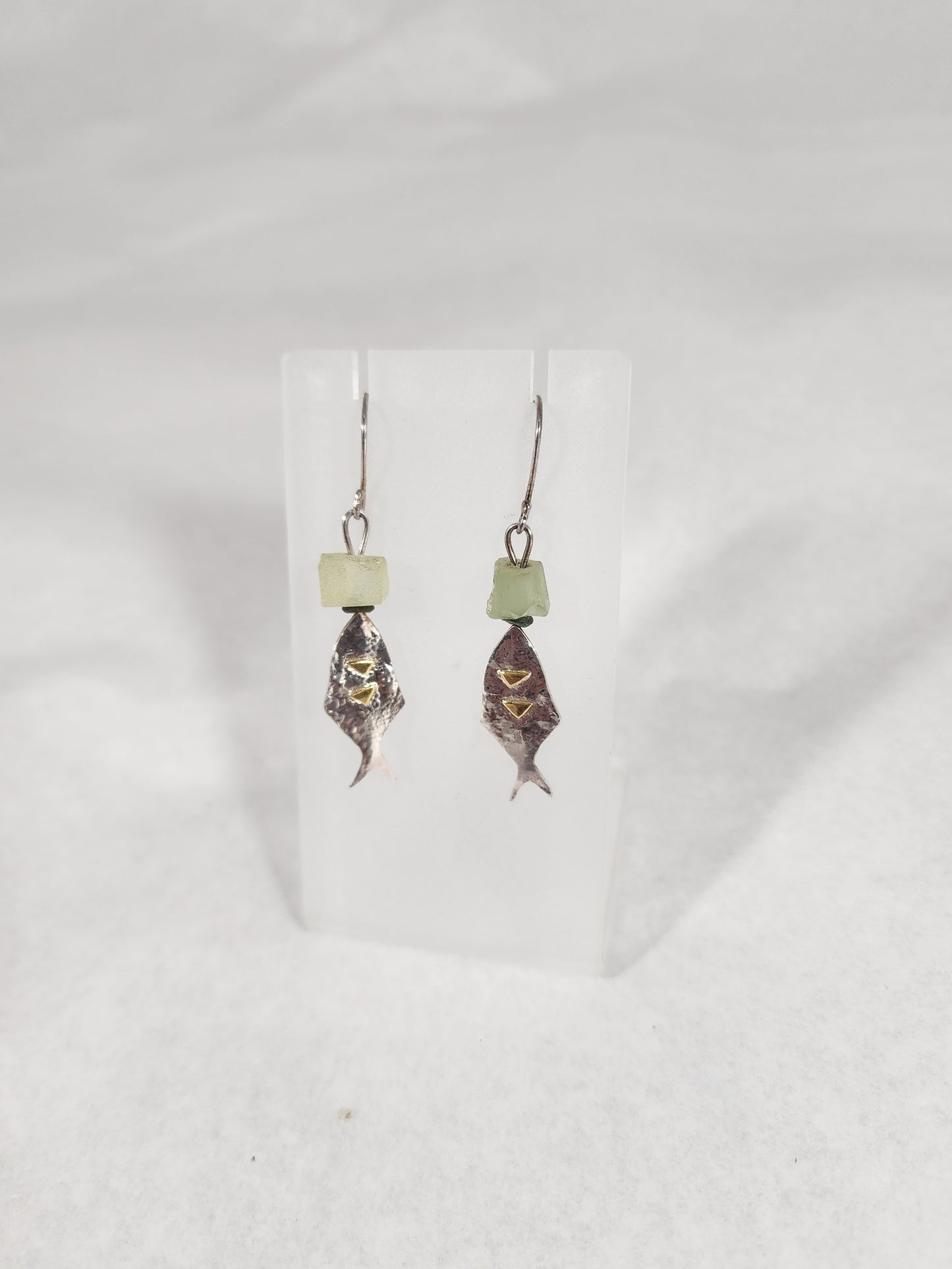 Fish with Teal Glass Bead - Earring