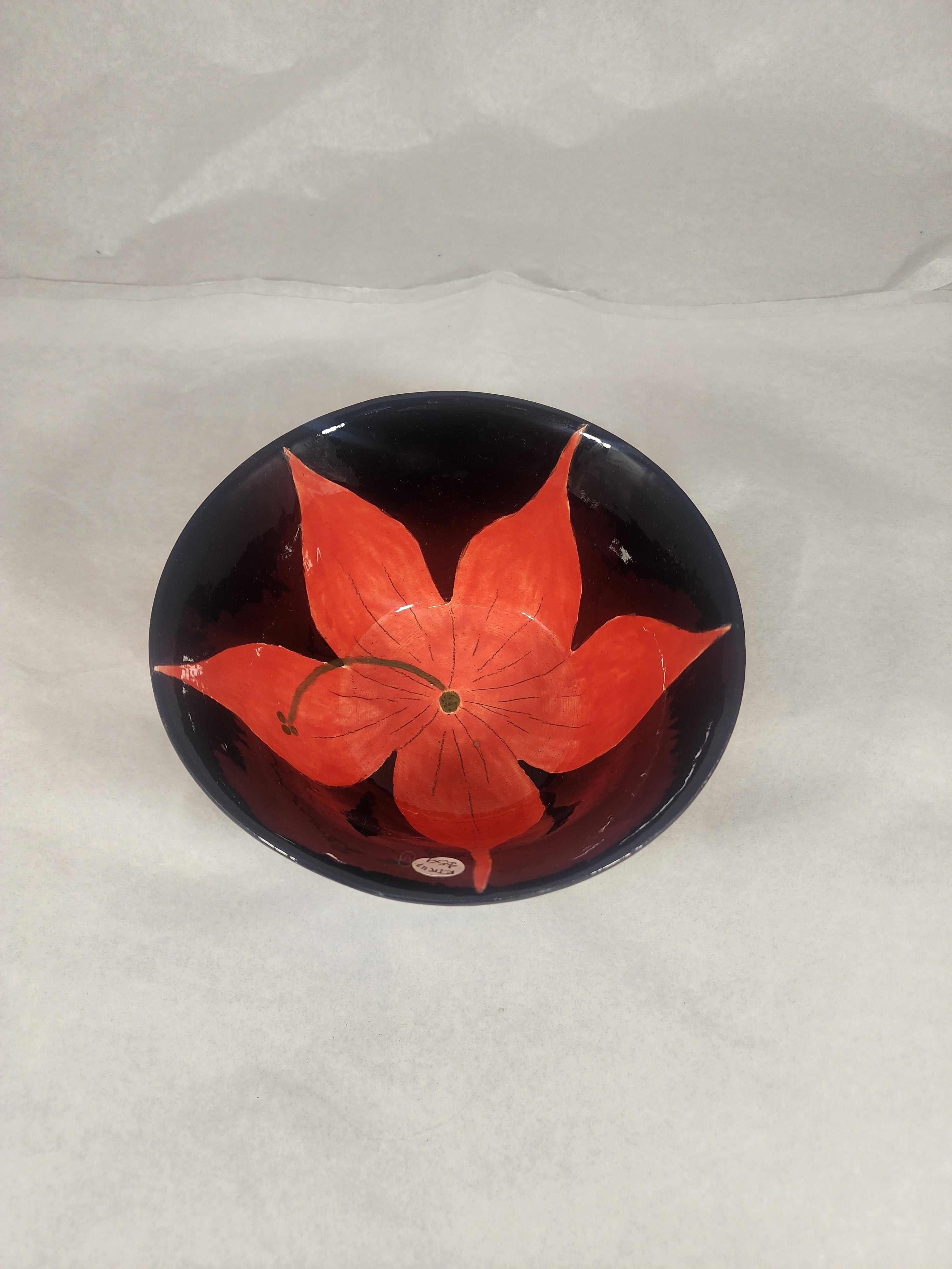 Black Bowl with Hibiscus Flower