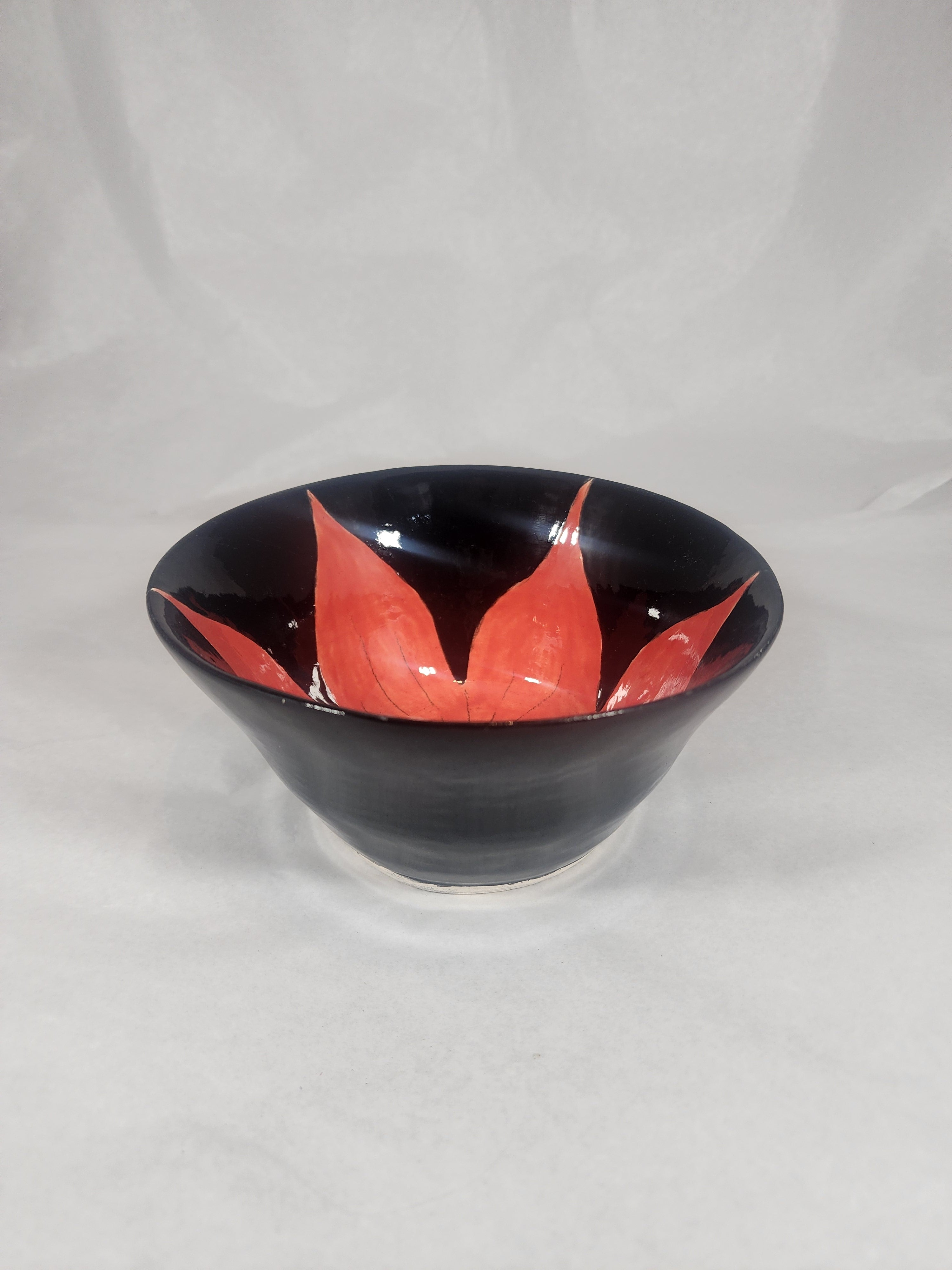 Black Bowl with Hibiscus Flower