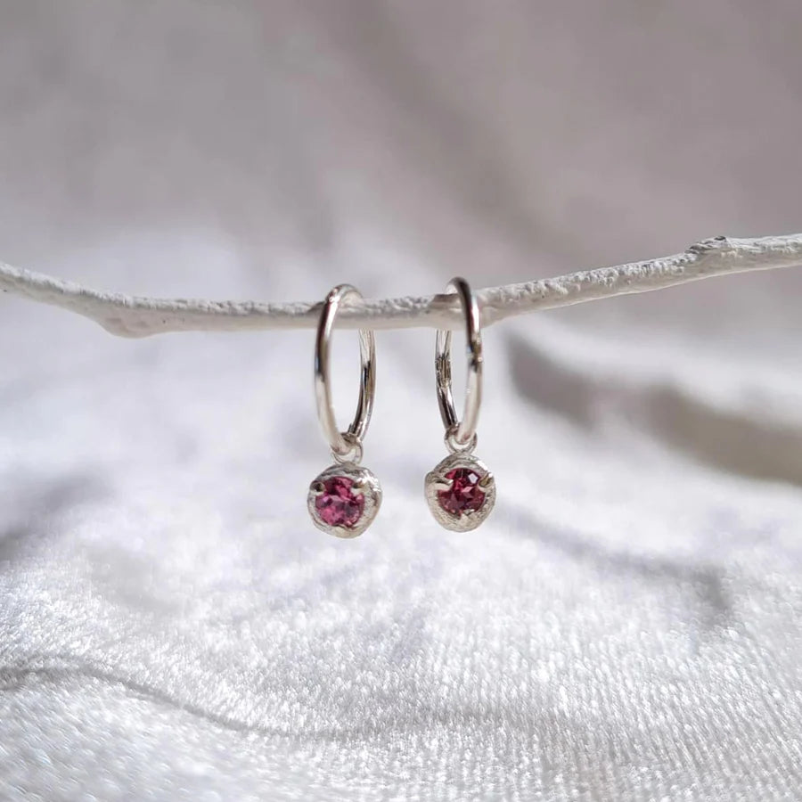Briar Bud Drop Earrings - with Rhodolite Garnet