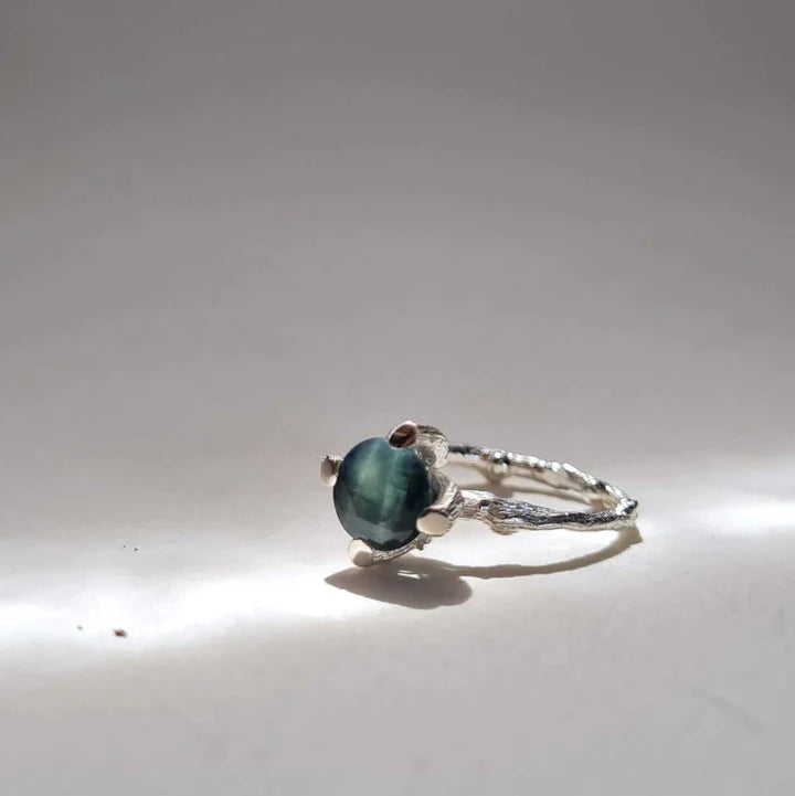 Roots Ring - Australian Blue/Green Sapphire & Silver