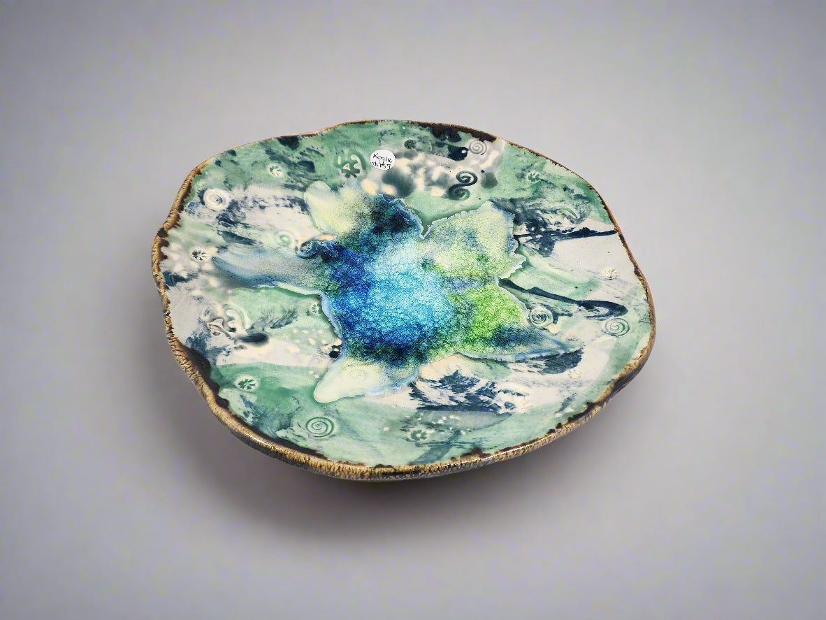 Blue/Green Plate with Stamps