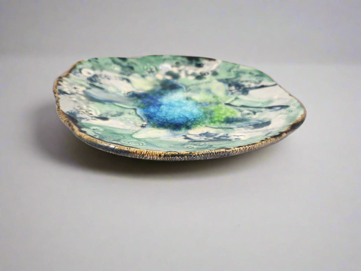 Blue/Green Plate with Stamps