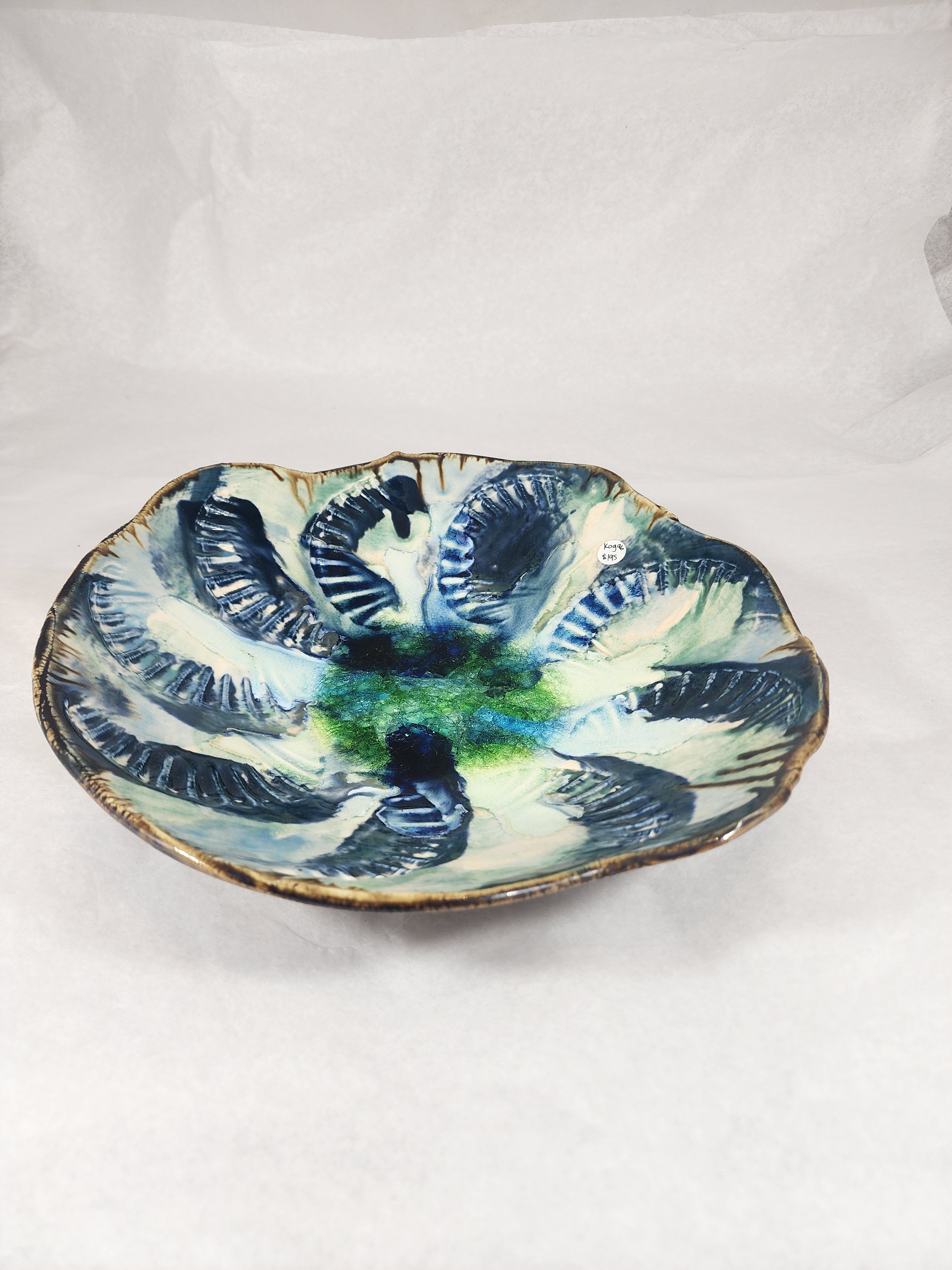 Big Blue Swirl, Green Centre Plate