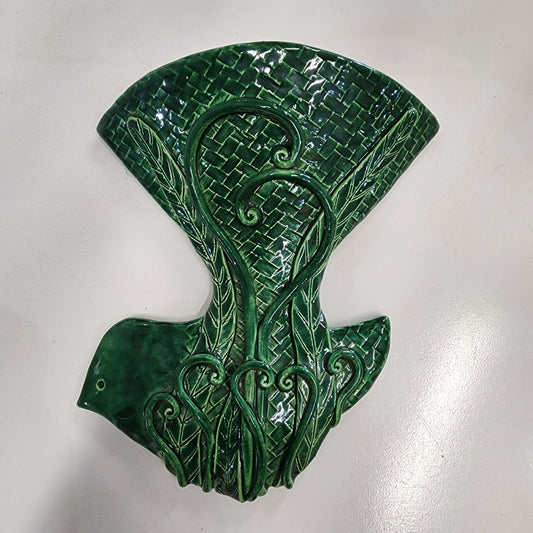 Large Koru Fantail - Ceramic Wall Hanging