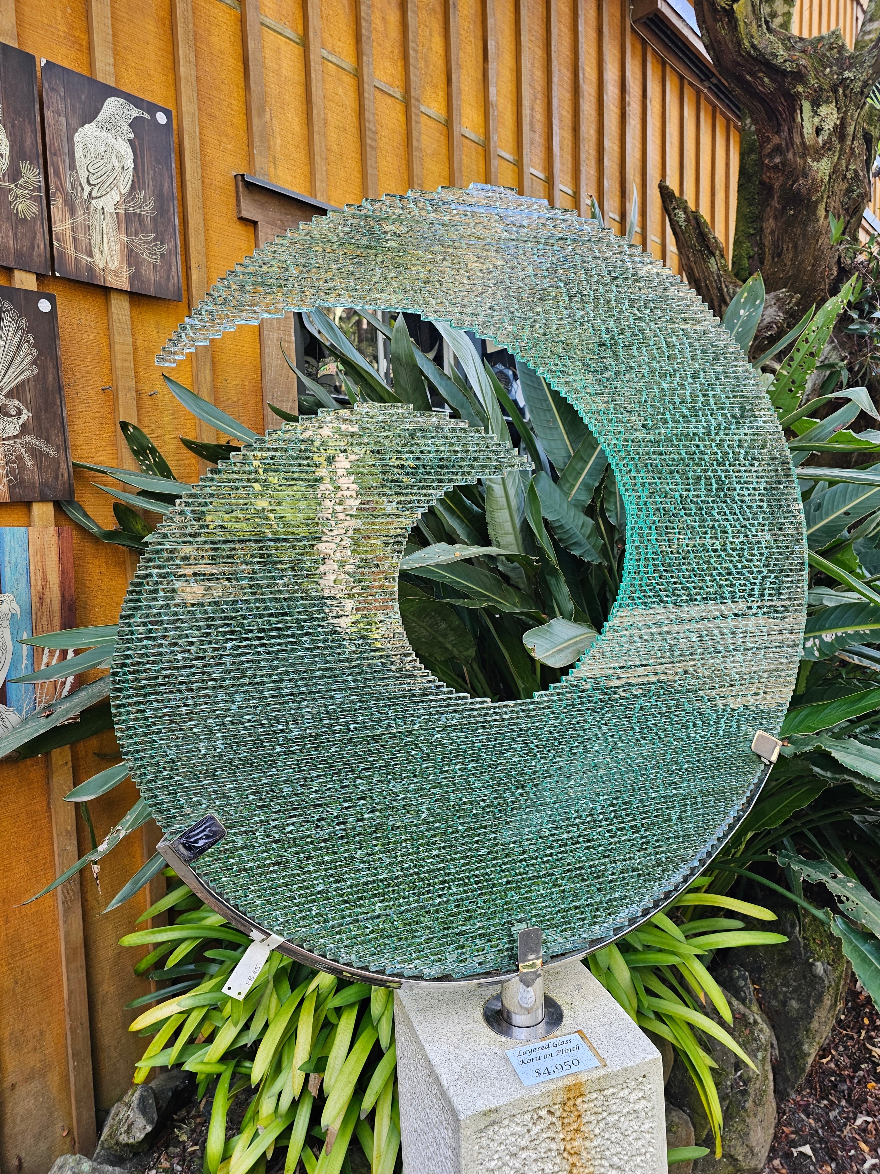 Layered Glass Koru on Plinth - Sold