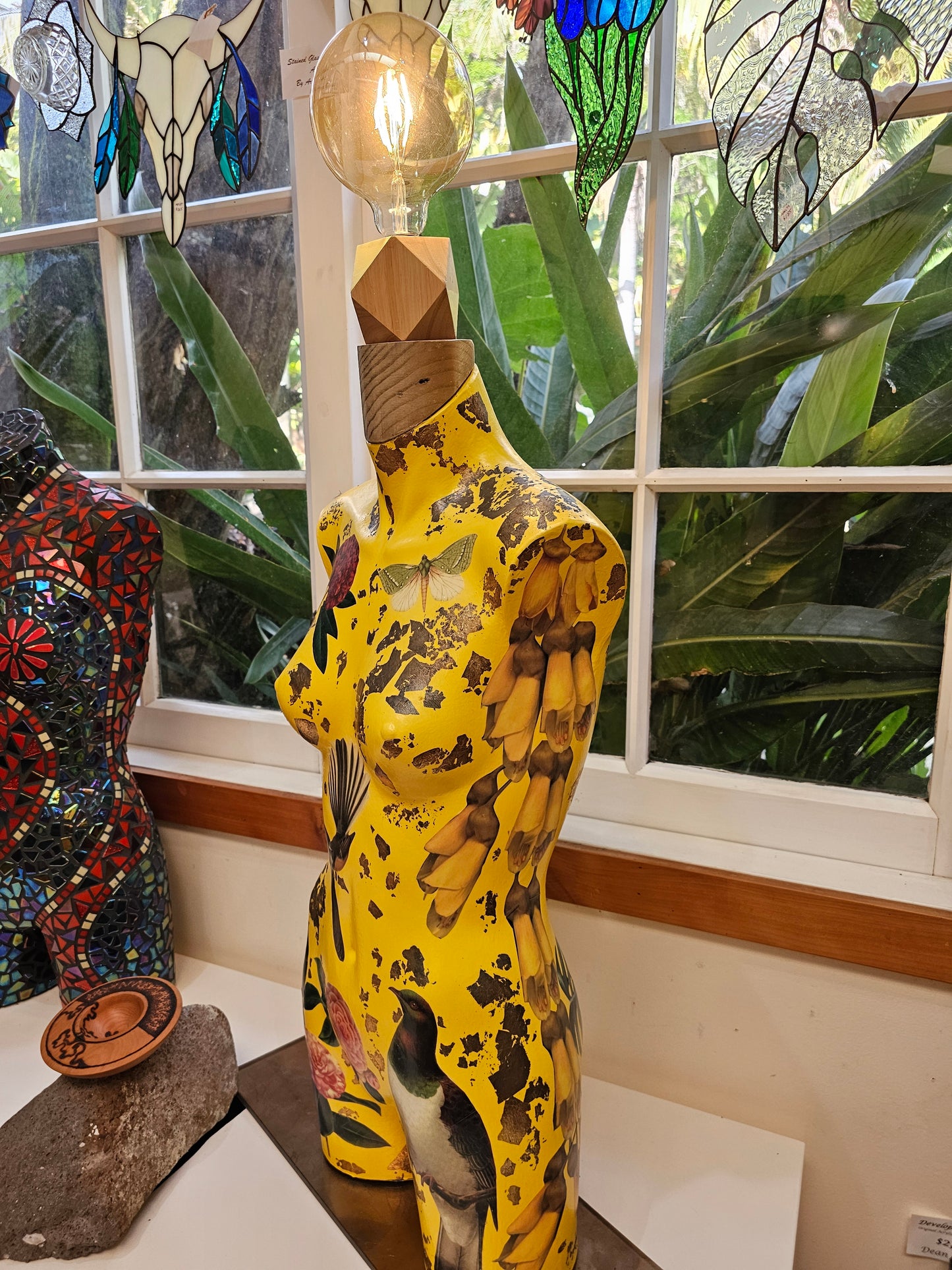 Yellow Bird Mannequin with Lamp