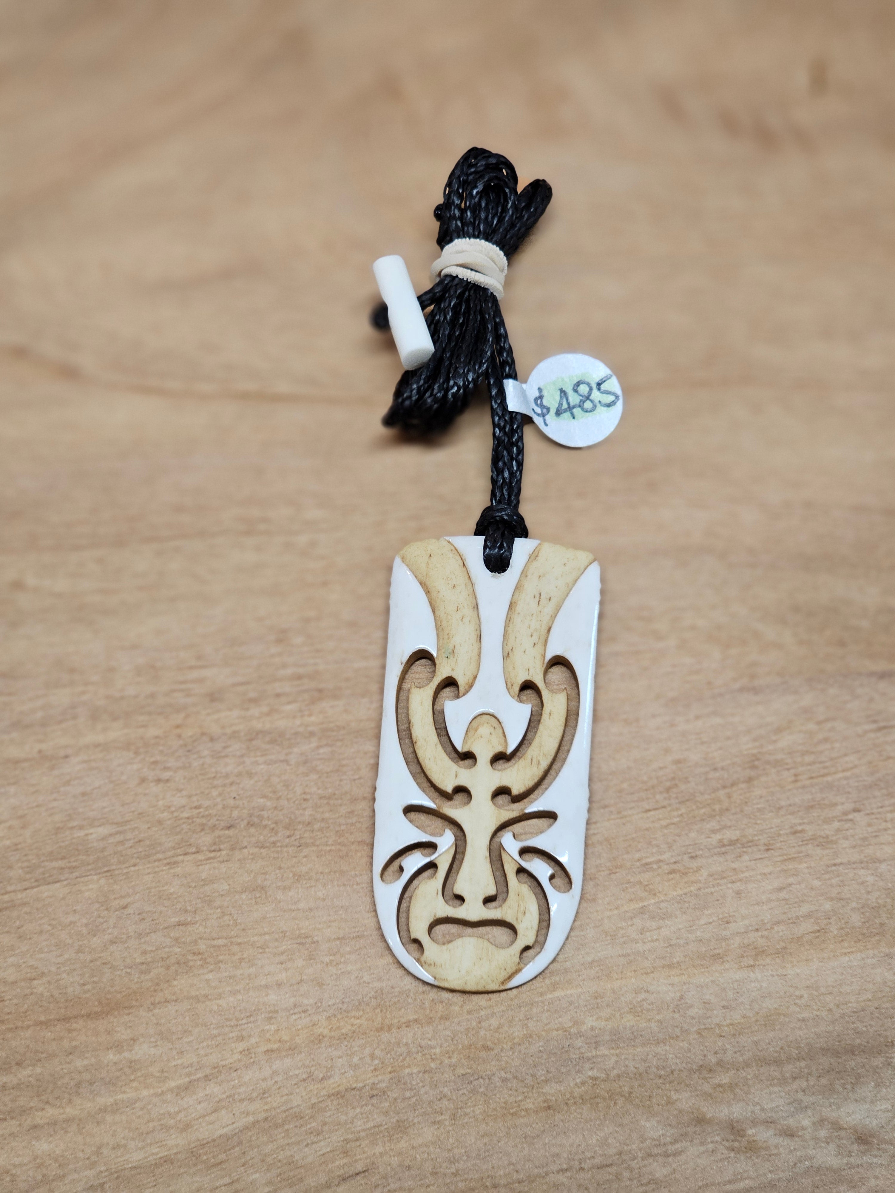 Two Tone Mask Pendant - Whalebone