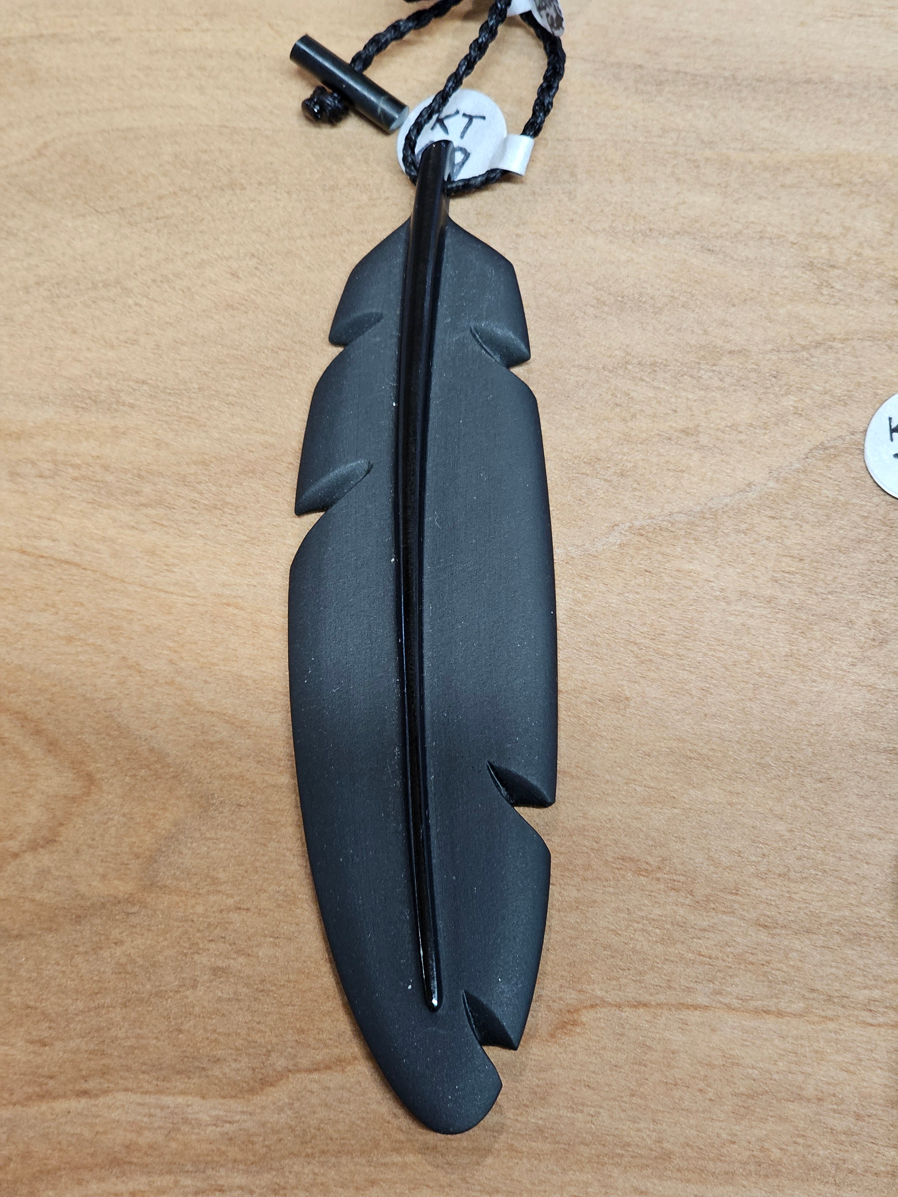 Raven Feather Pendant - Black Jade
