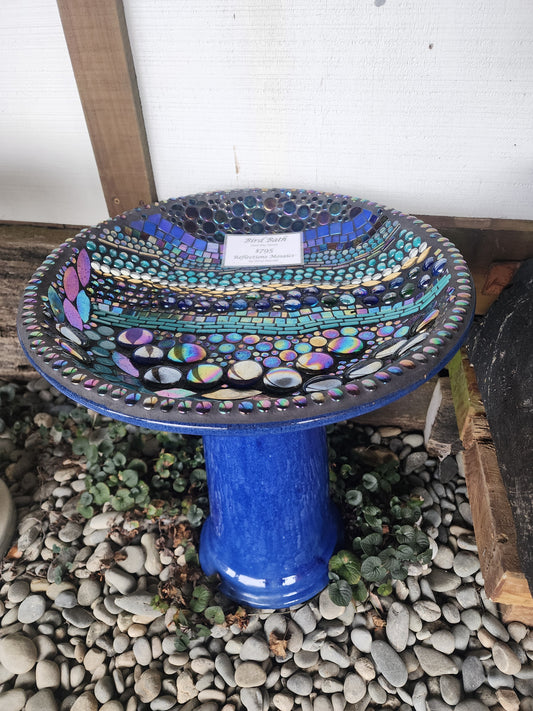 Dark Blue Mosaic Bird Bath