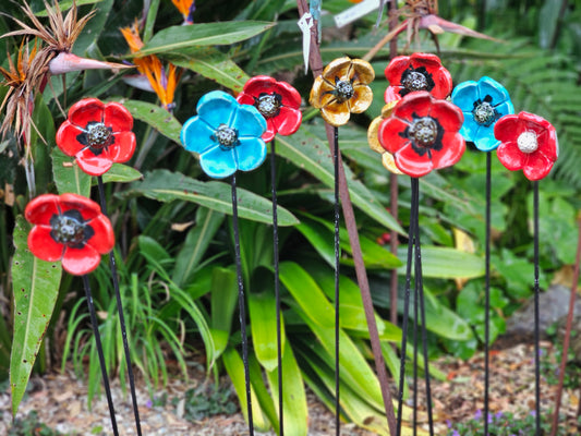 Raku Flowers on Rod