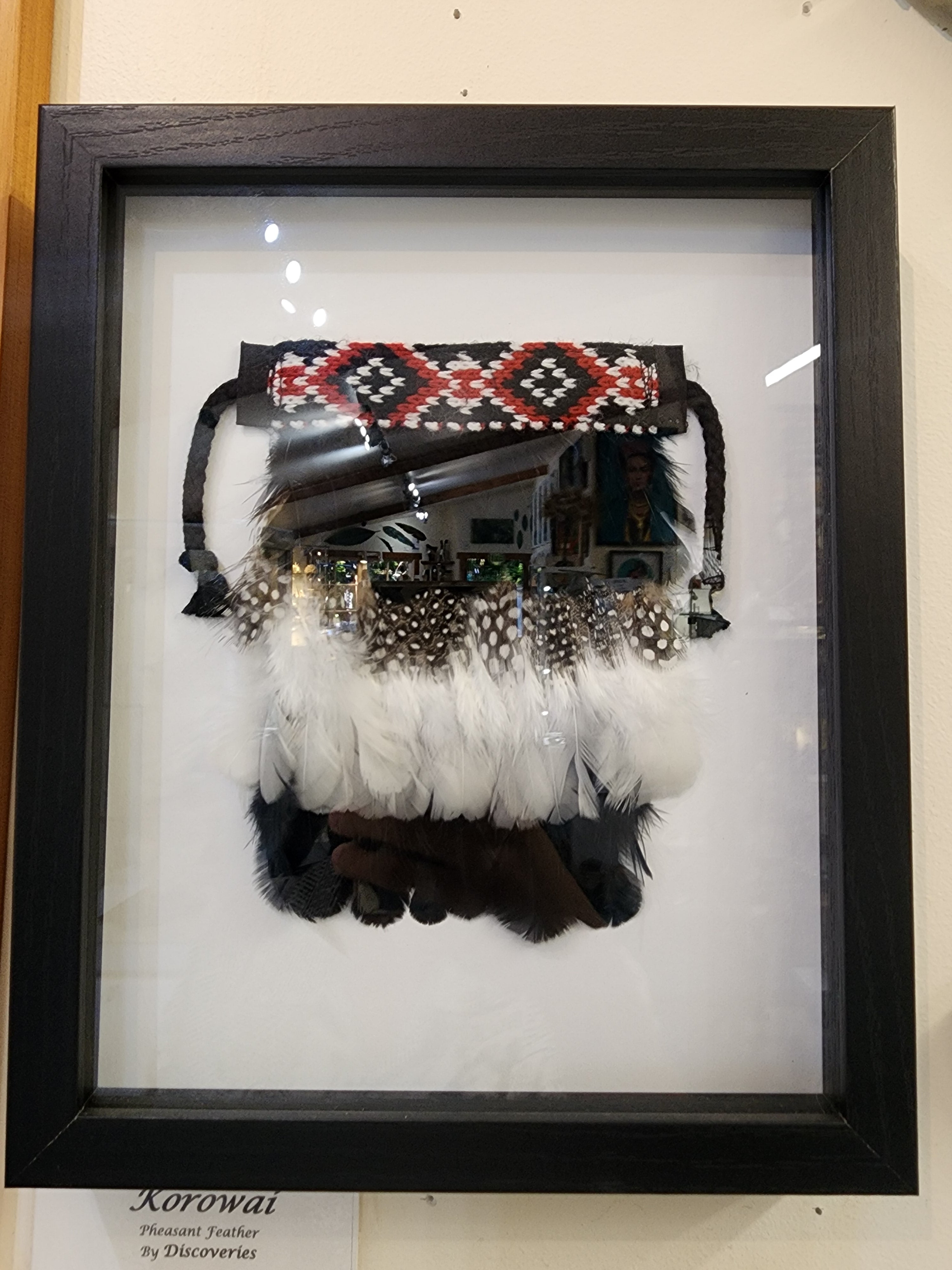 Framed Mini Korowai with Red Band
