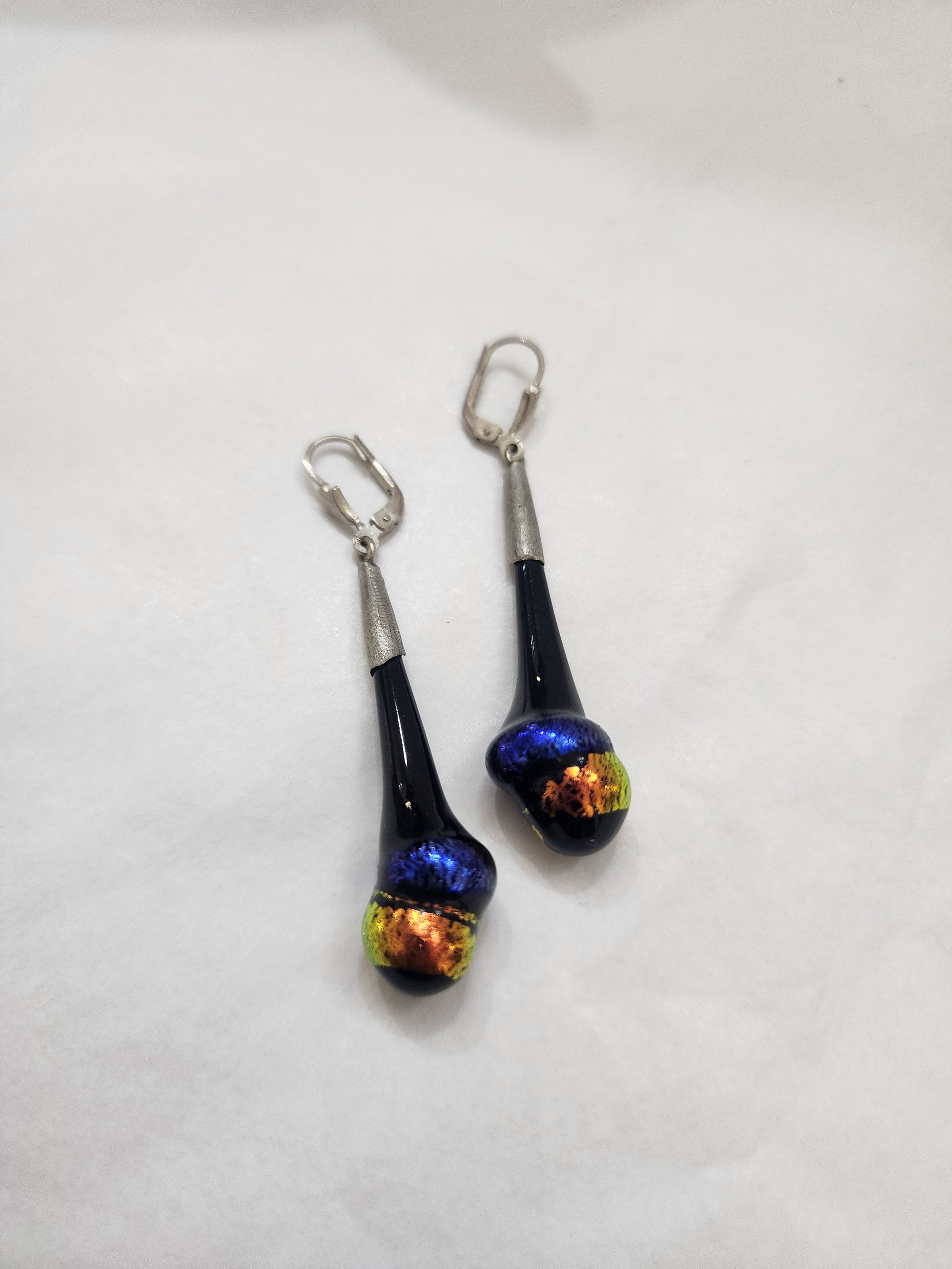 Dichroic Fused Teardrop Earring