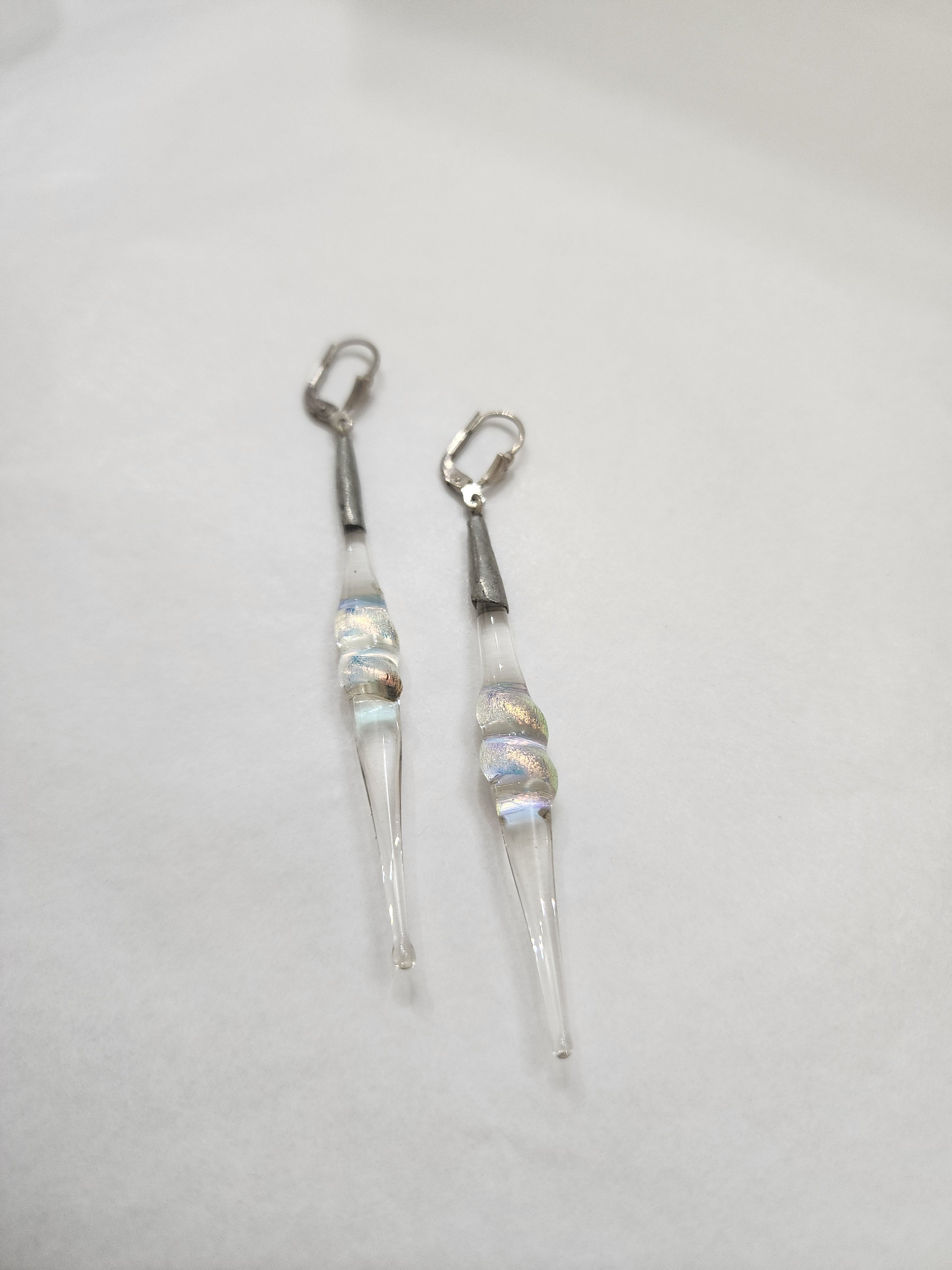 Dichroic Short Fused Teardrop Earring