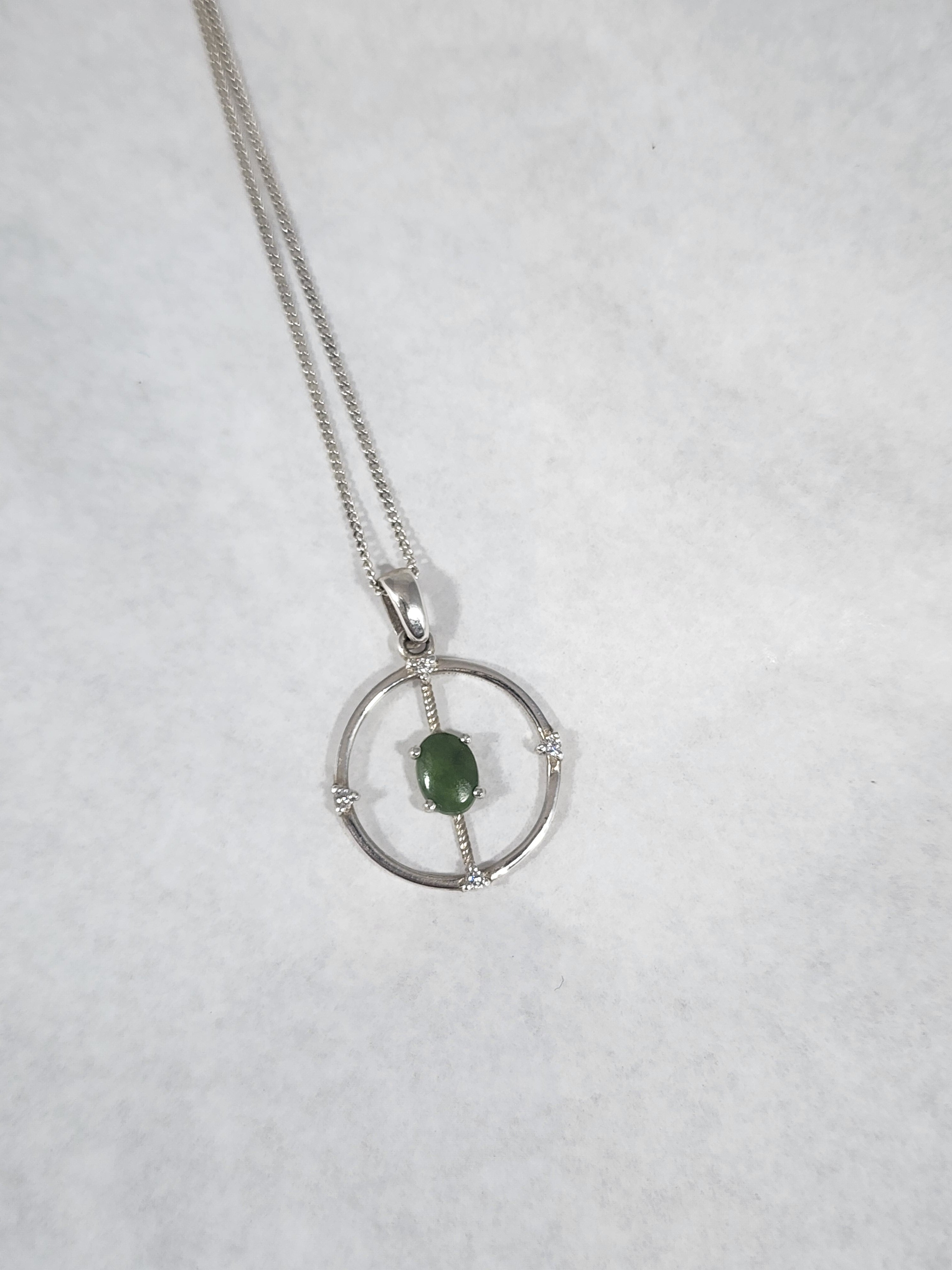 Pounamu with Cubic Zirconia - Necklace