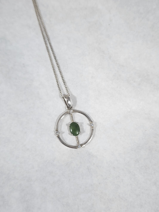 Pounamu with Cubic Zikonia - Necklace