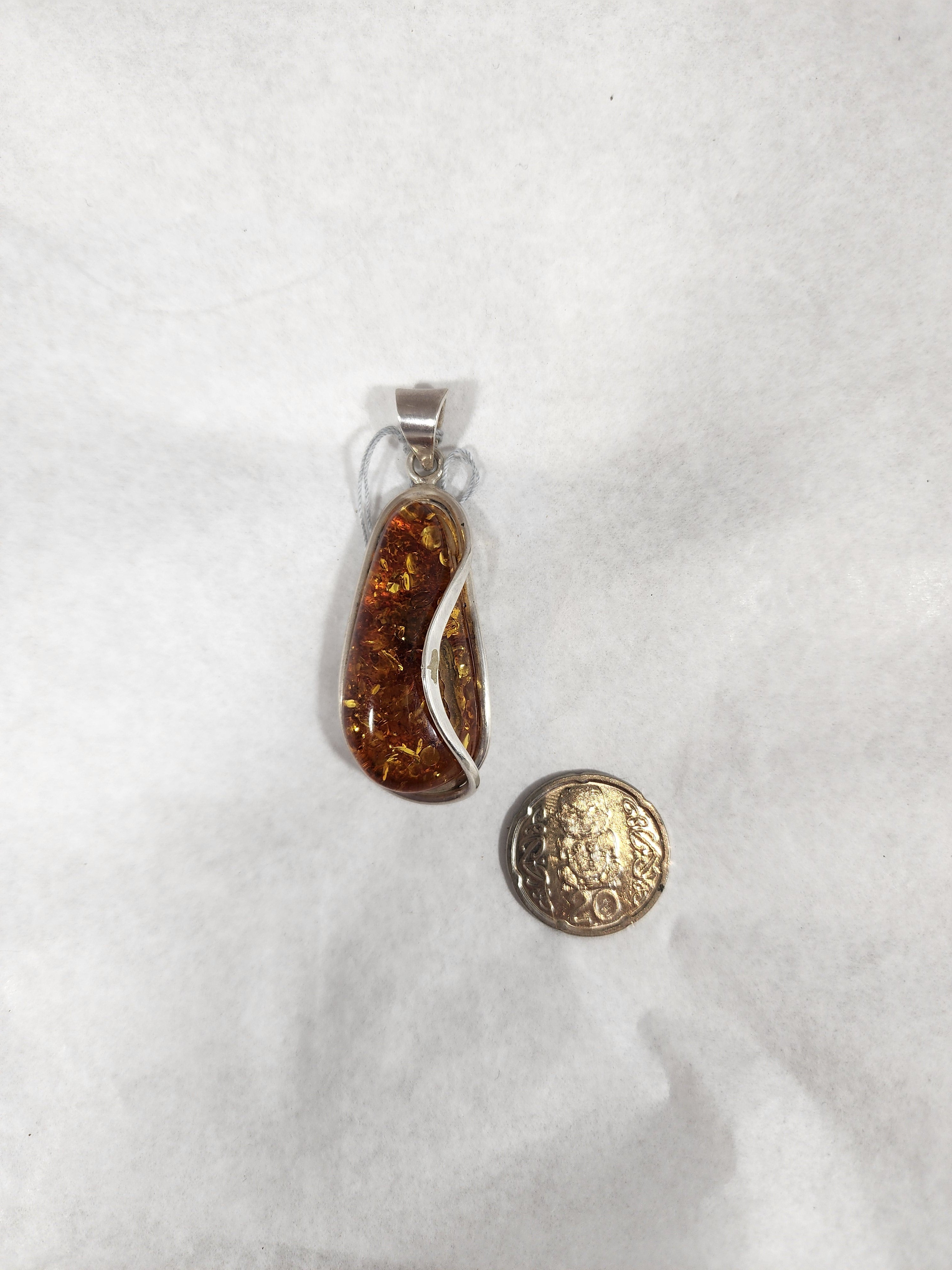 Amber Long Teardrop - Pendant