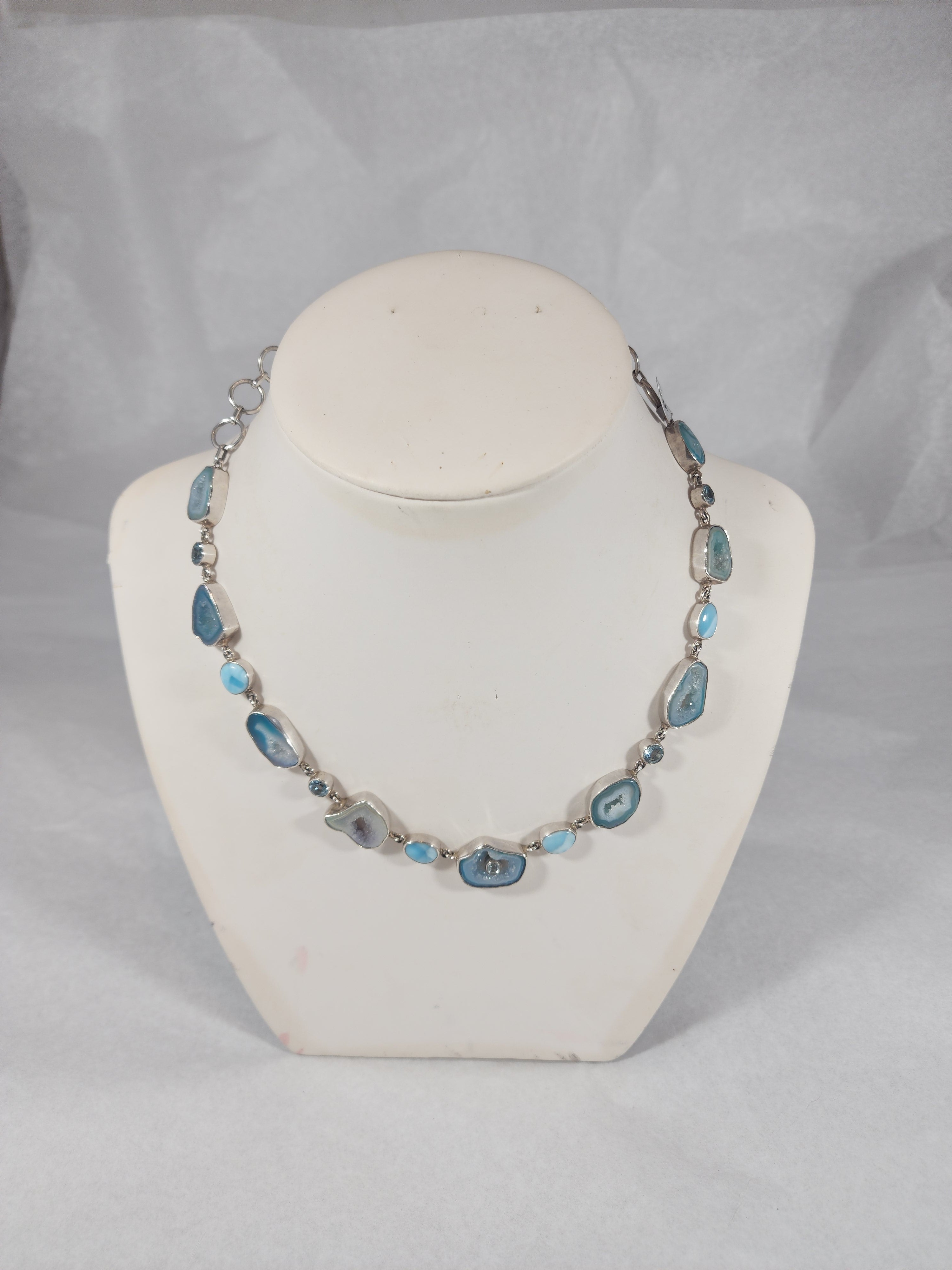 Raw Larimar & Blue Agate - Necklace