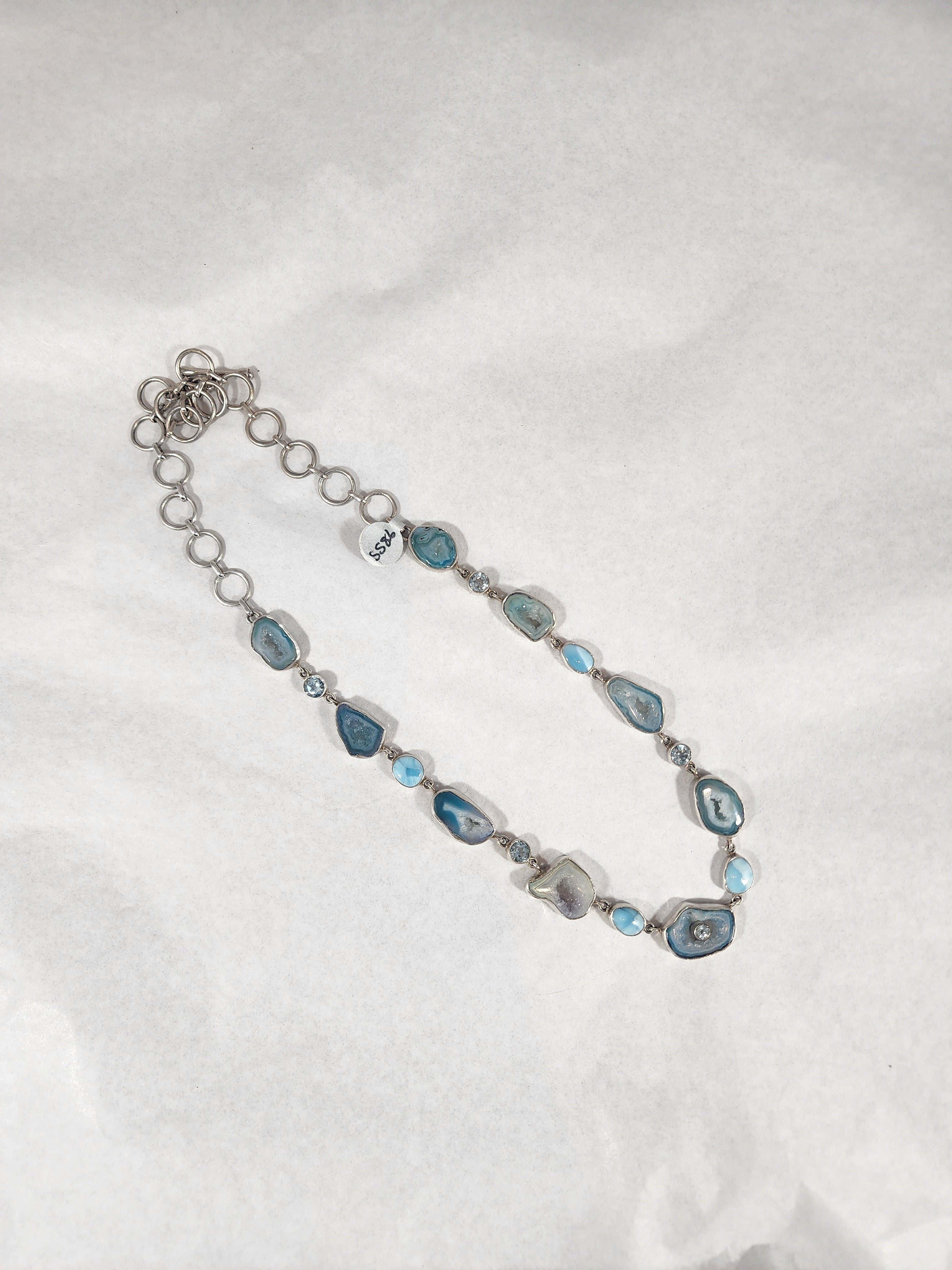 Raw Larimar & Blue Agate - Necklace