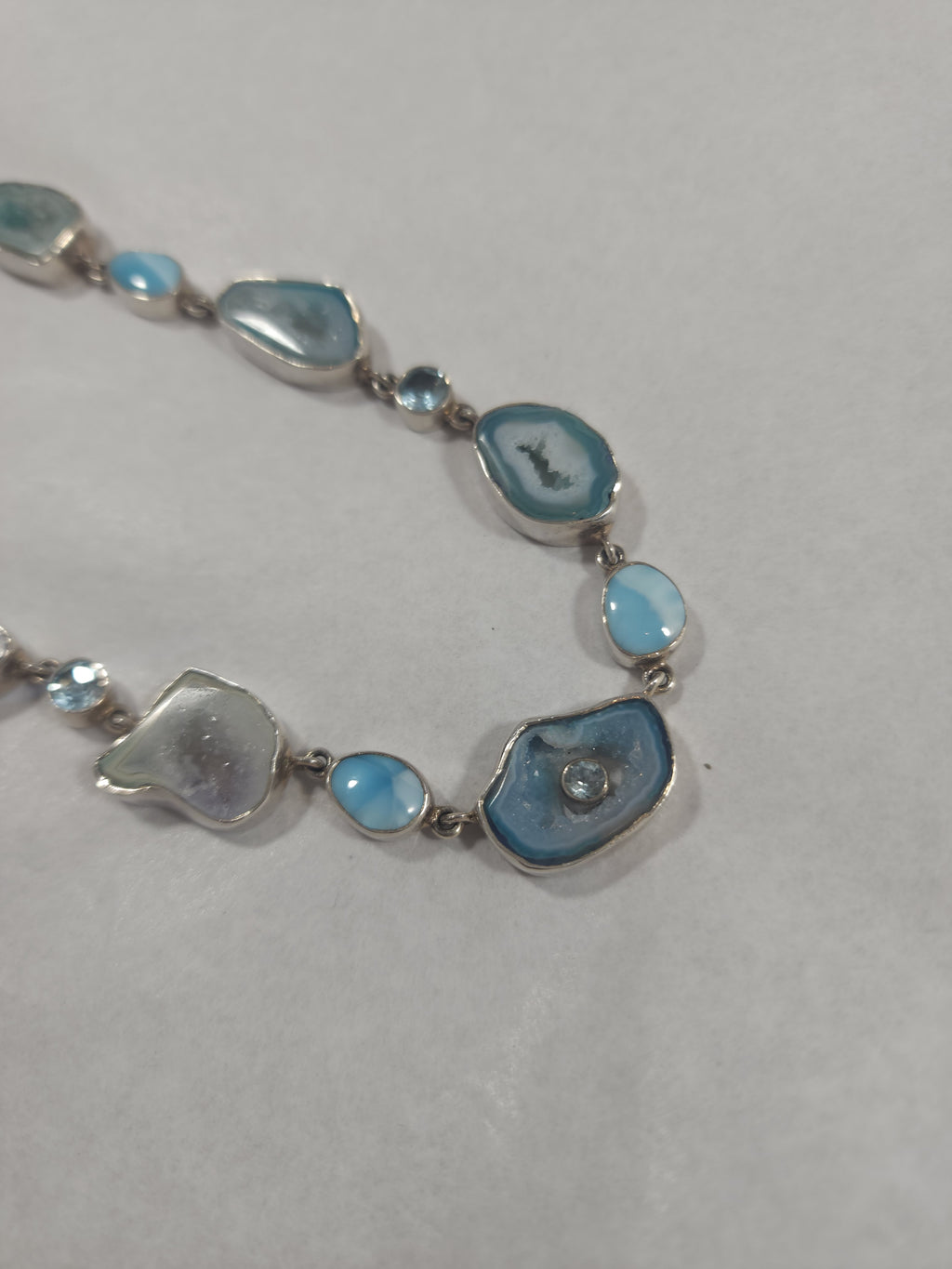 Raw Larimar & Blue Agate - Necklace