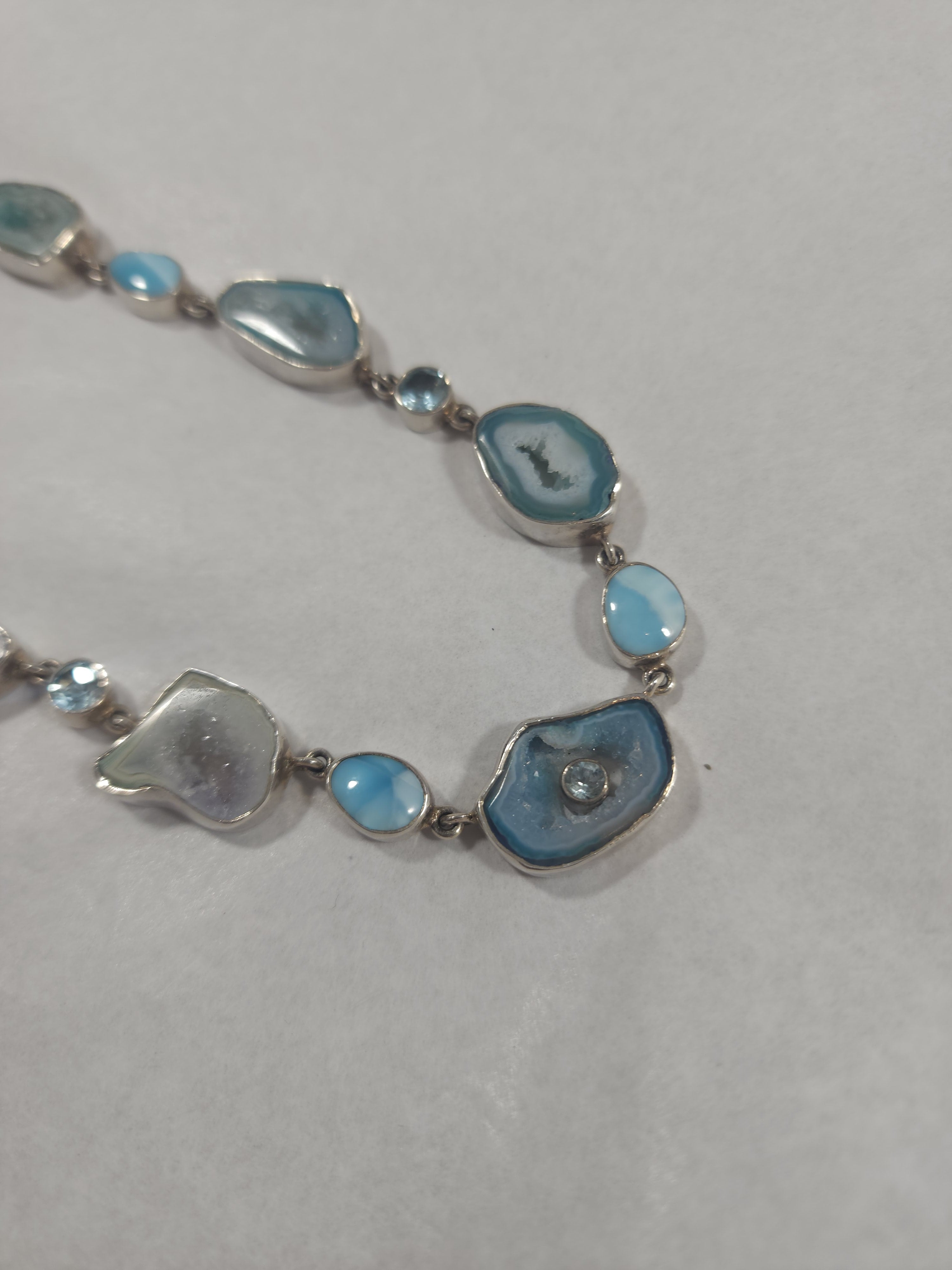 Raw Larimar & Blue Agate - Necklace