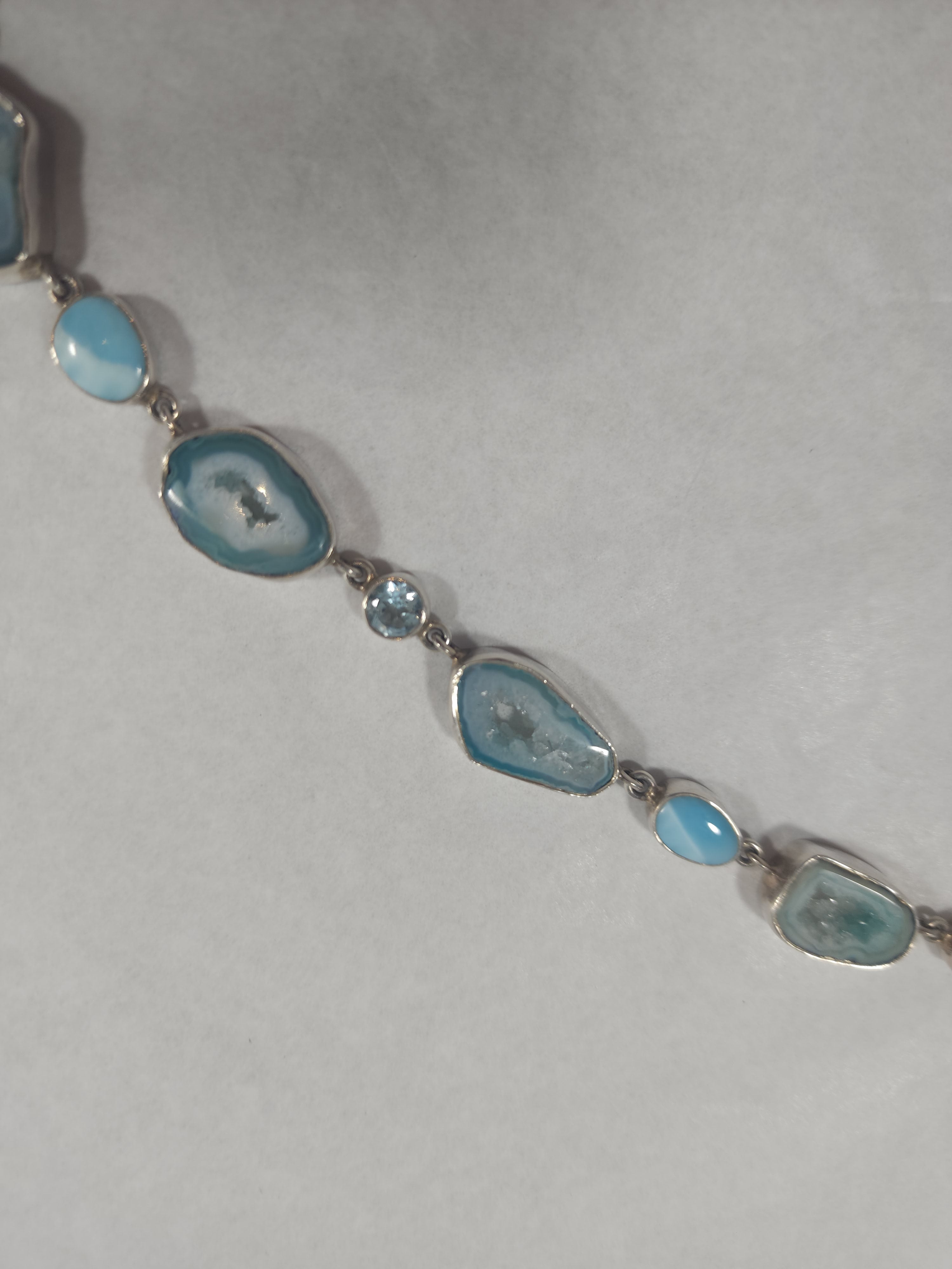 Raw Larimar & Blue Agate - Necklace