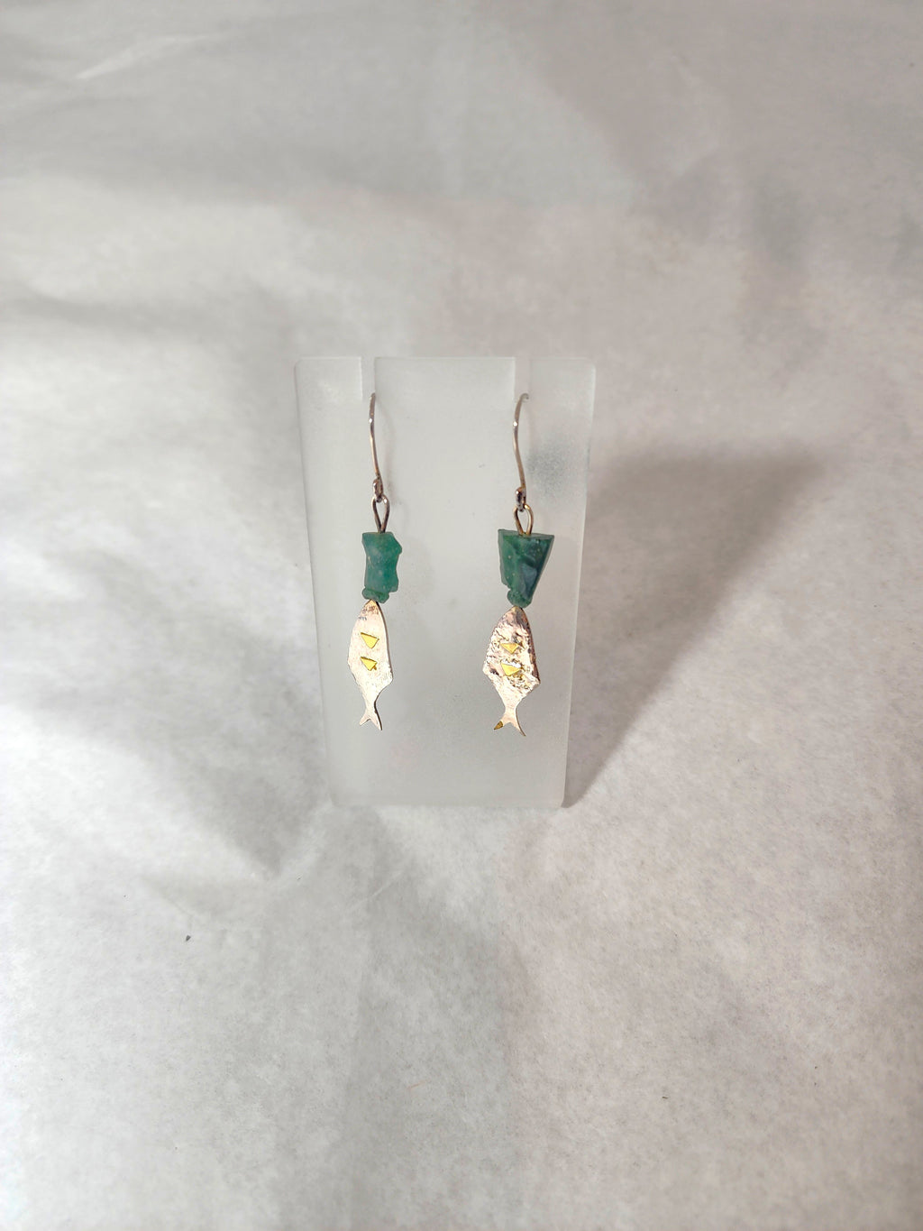 Fish with Green Glass Bead - Earring