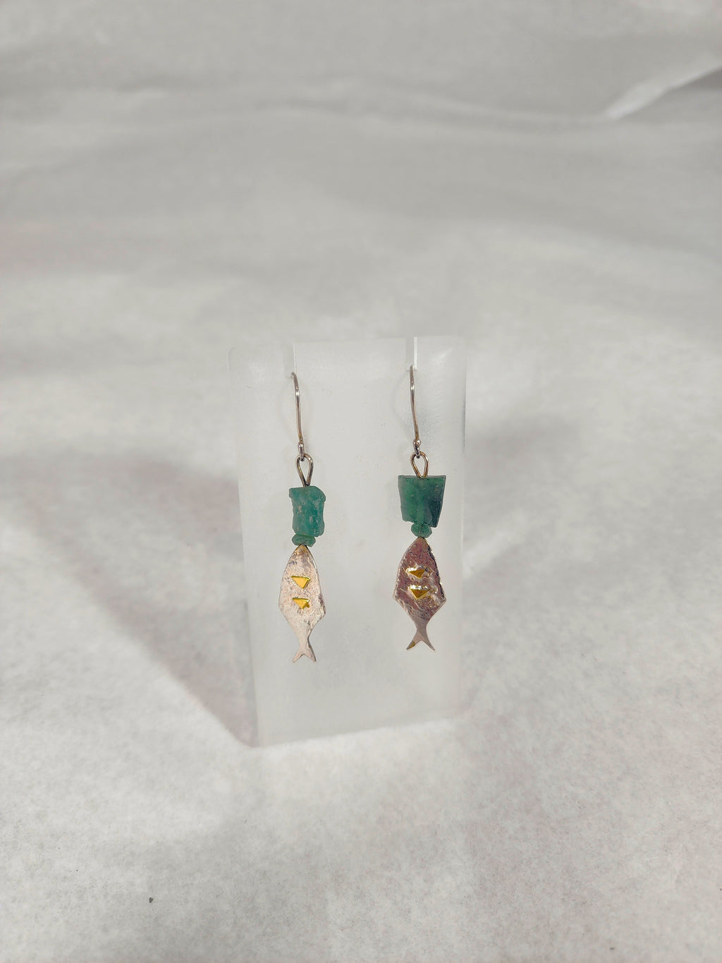 Fish with Green Glass Bead - Earring