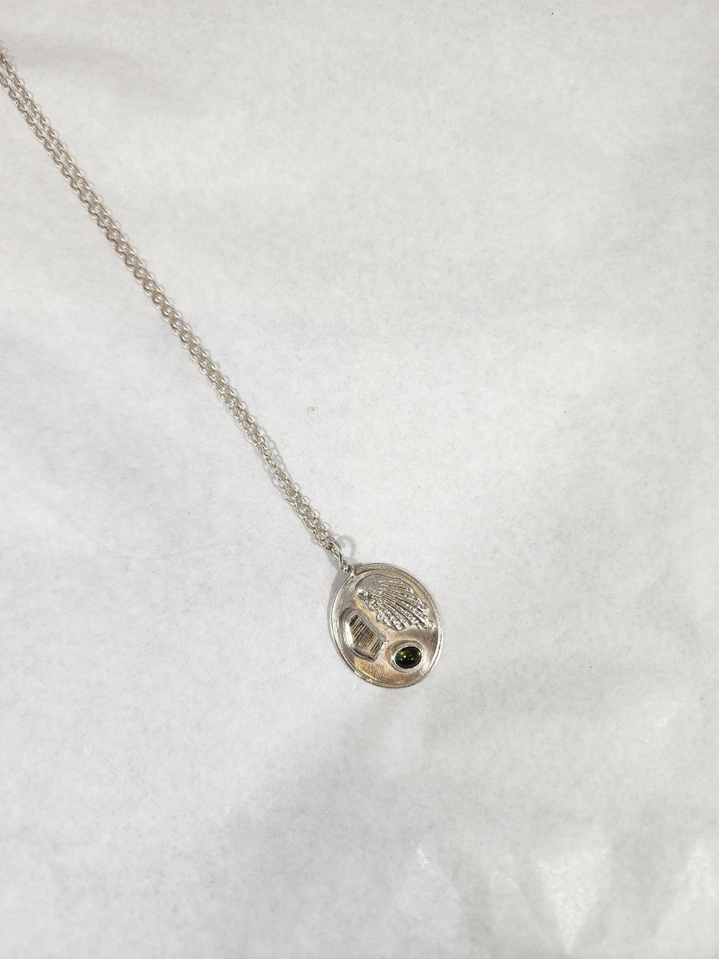 Green Tourmaline Shell Casting - Necklace