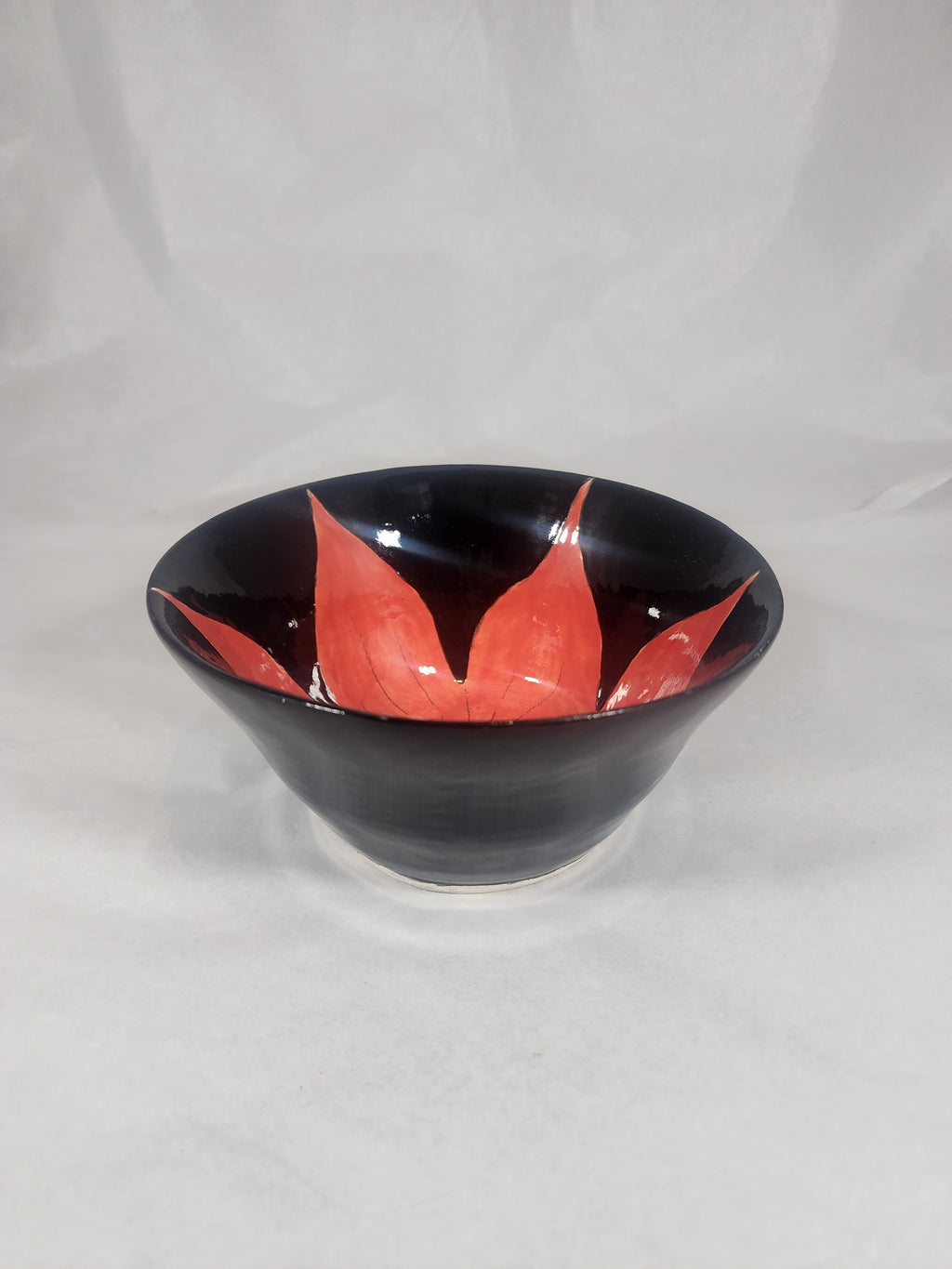 Black Bowl with Hibiscus Flower