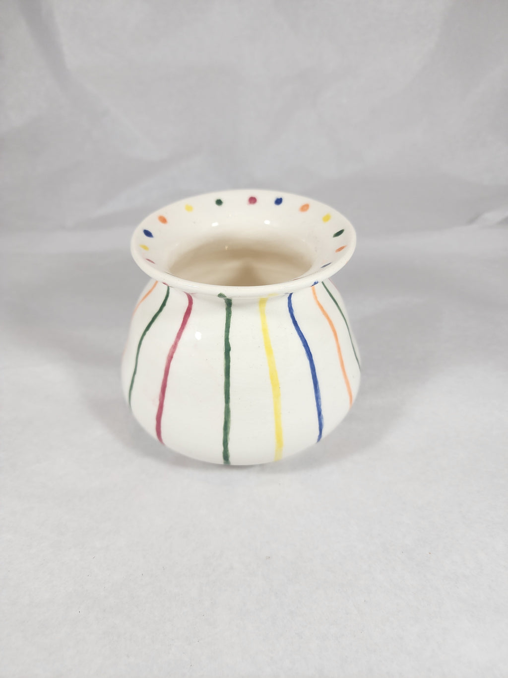 Medium Vase - Clear Glaze with Stripes
