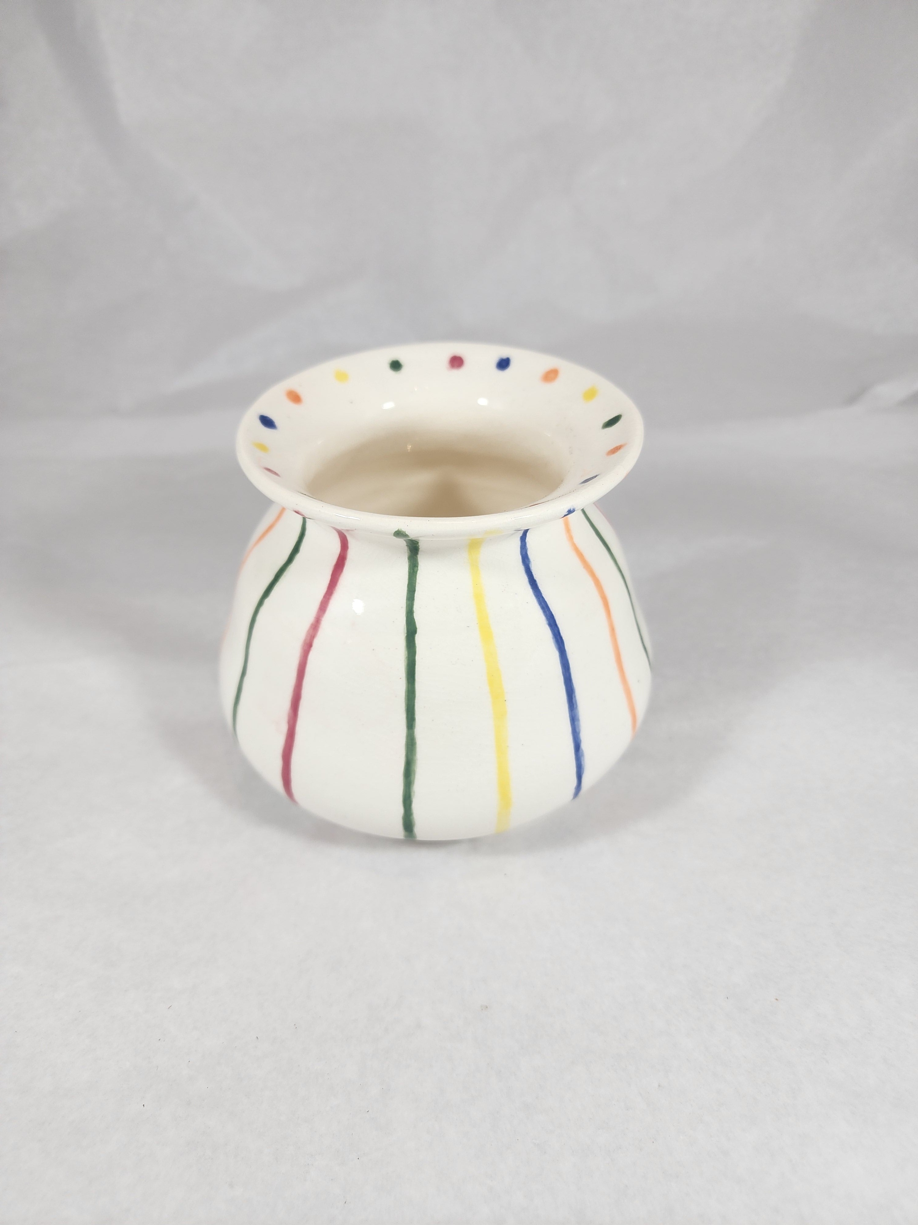 Medium Vase - Clear Glaze with Stripes