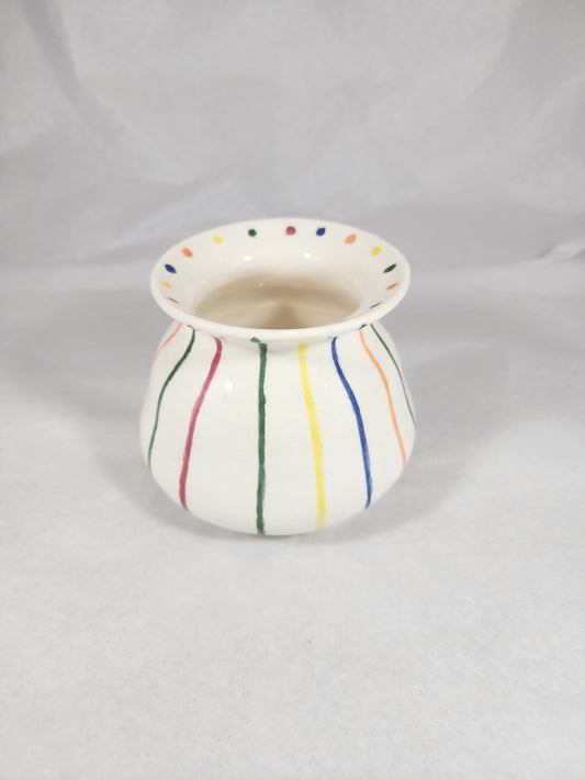 Medium Vase - Clear Glaze with Stripes
