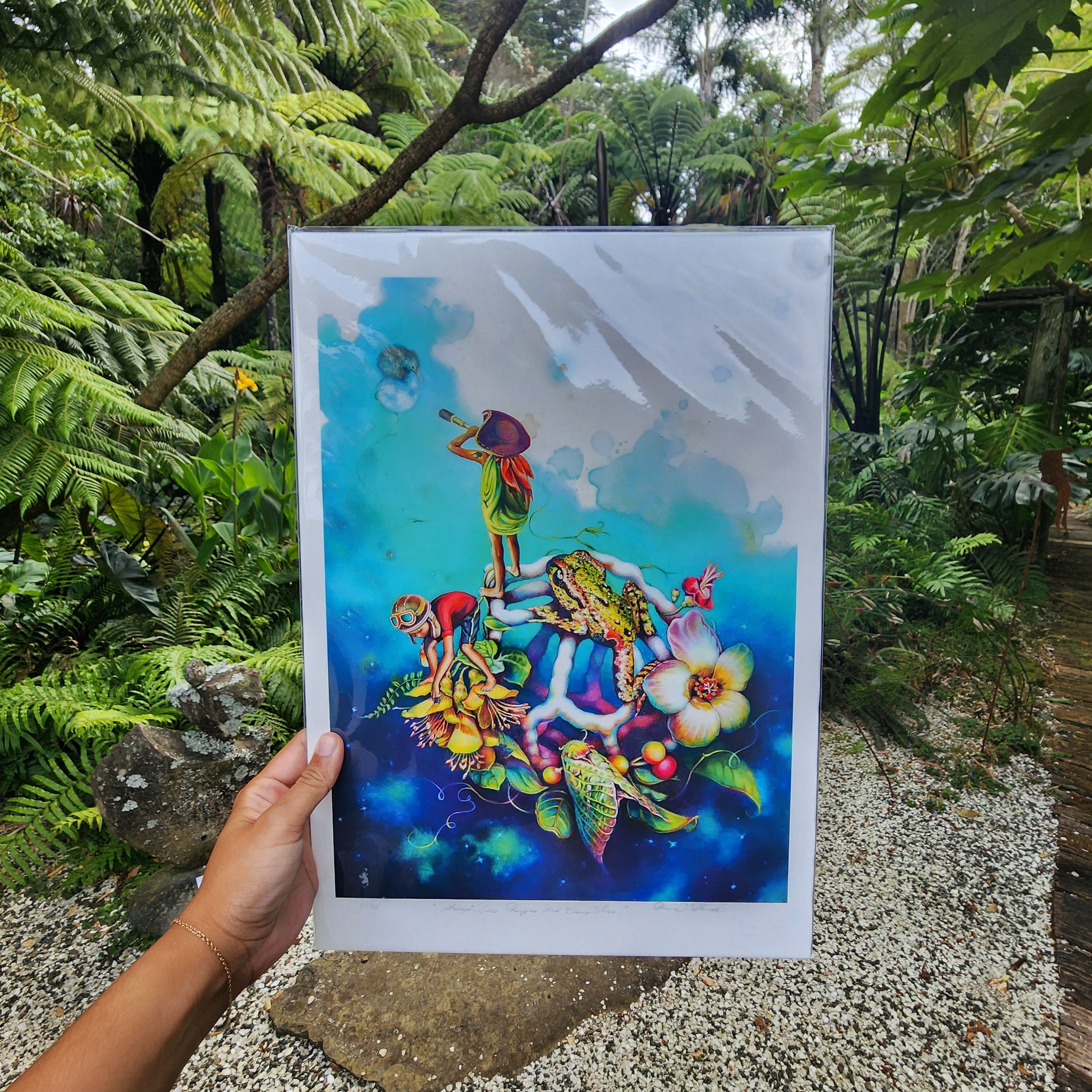 Archey's Space Rangers and Cosmo Kiwi - Paper Print