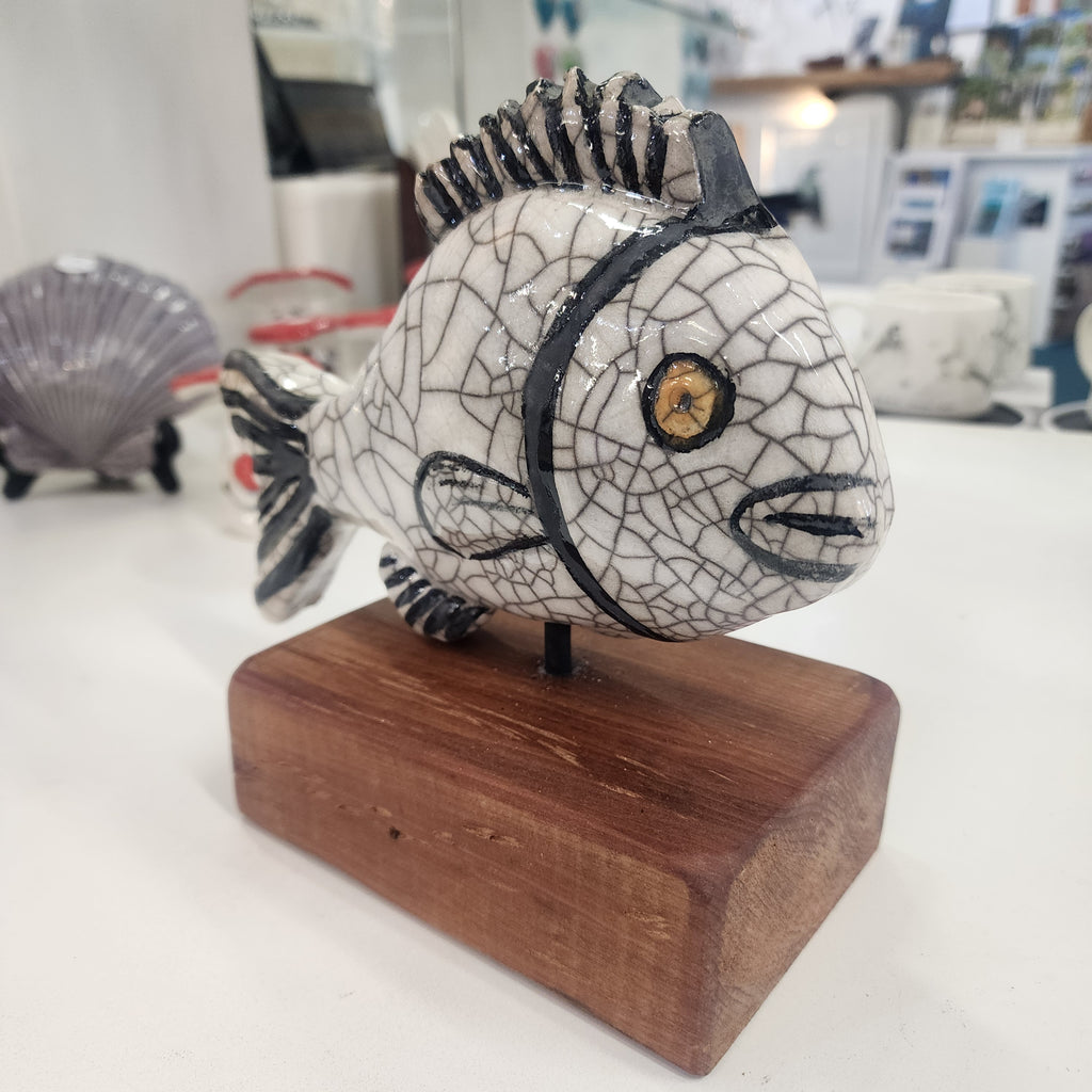 Fish on Rimu Stand - Ceramic