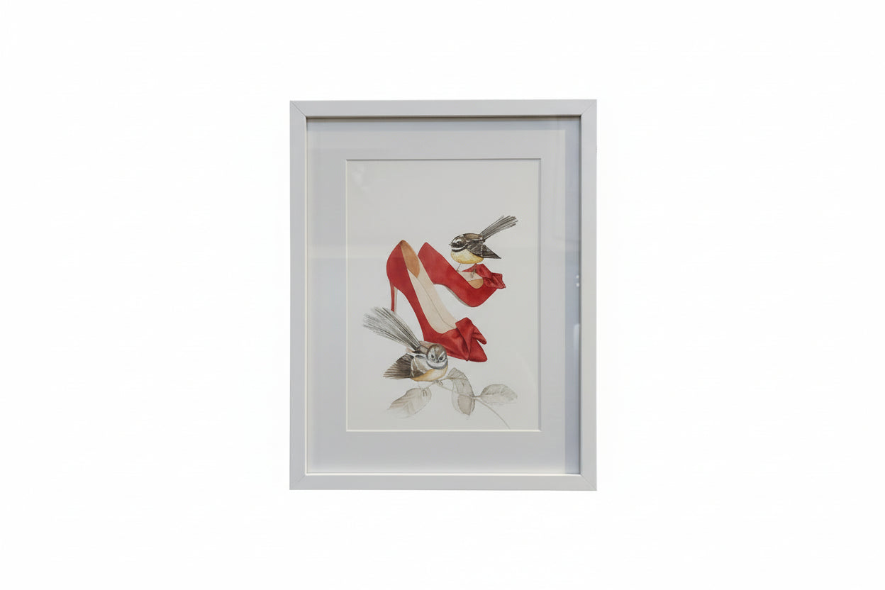 Red Heels & Two Fantails - Original Painting