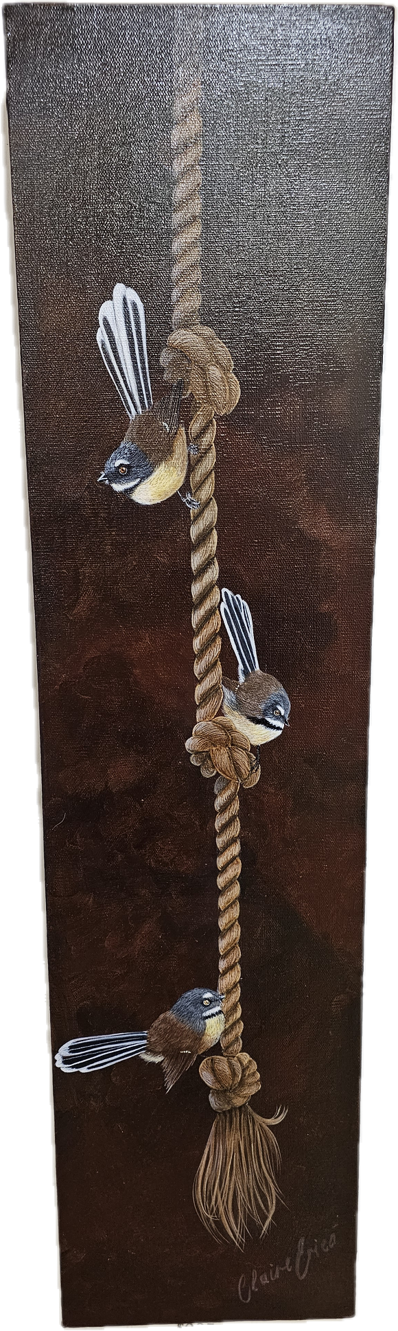 Trio on Rope, Fantail - Original Painting