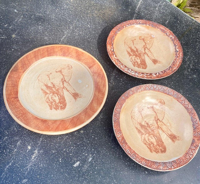 Elephant plate & bowls