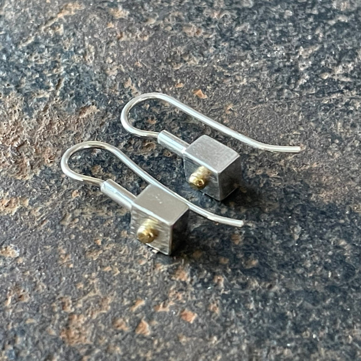 Solid Square Sterling Silver Earrings