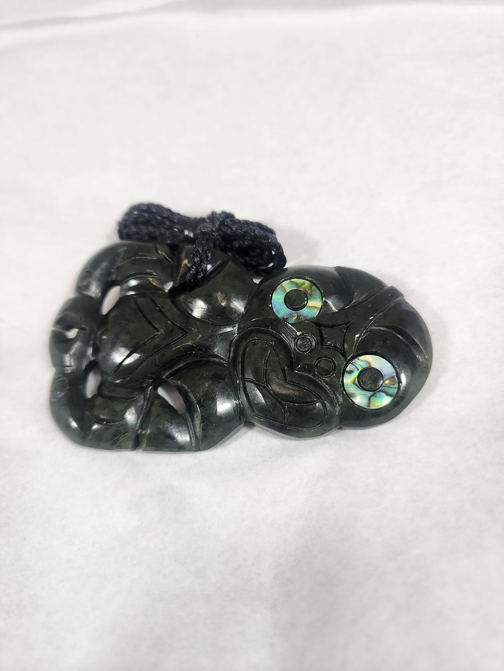 Large Tiki with Paua Eyes - Pounamu