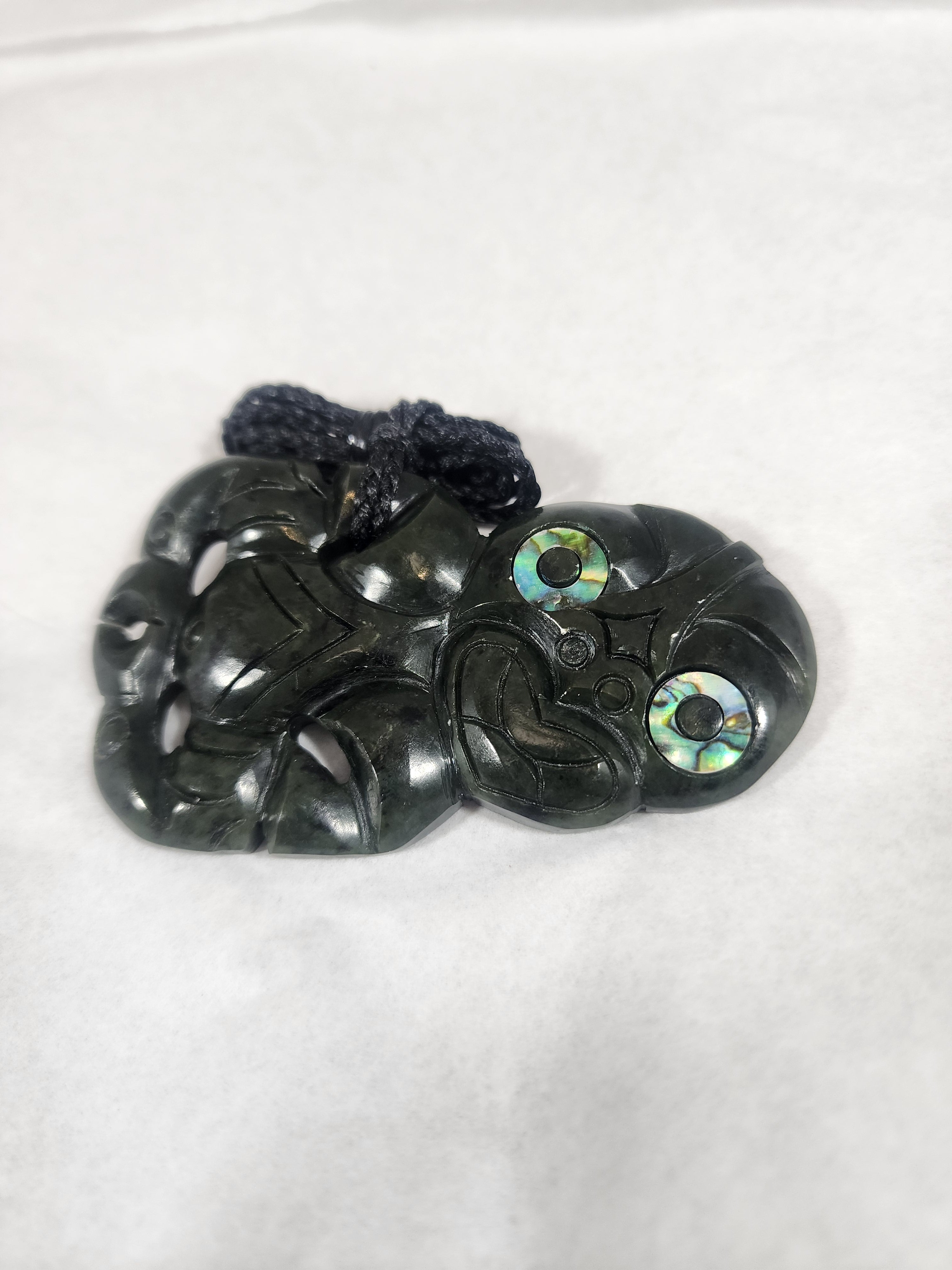 Large Tiki with Paua Eyes - Pounamu