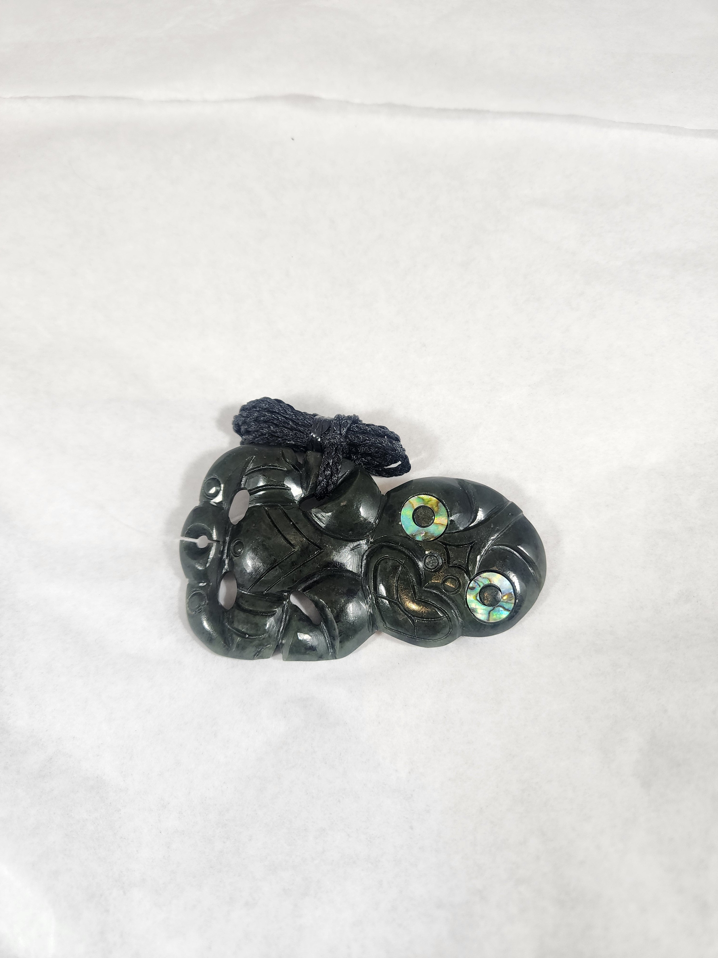 Large Tiki with Paua Eyes - Pounamu