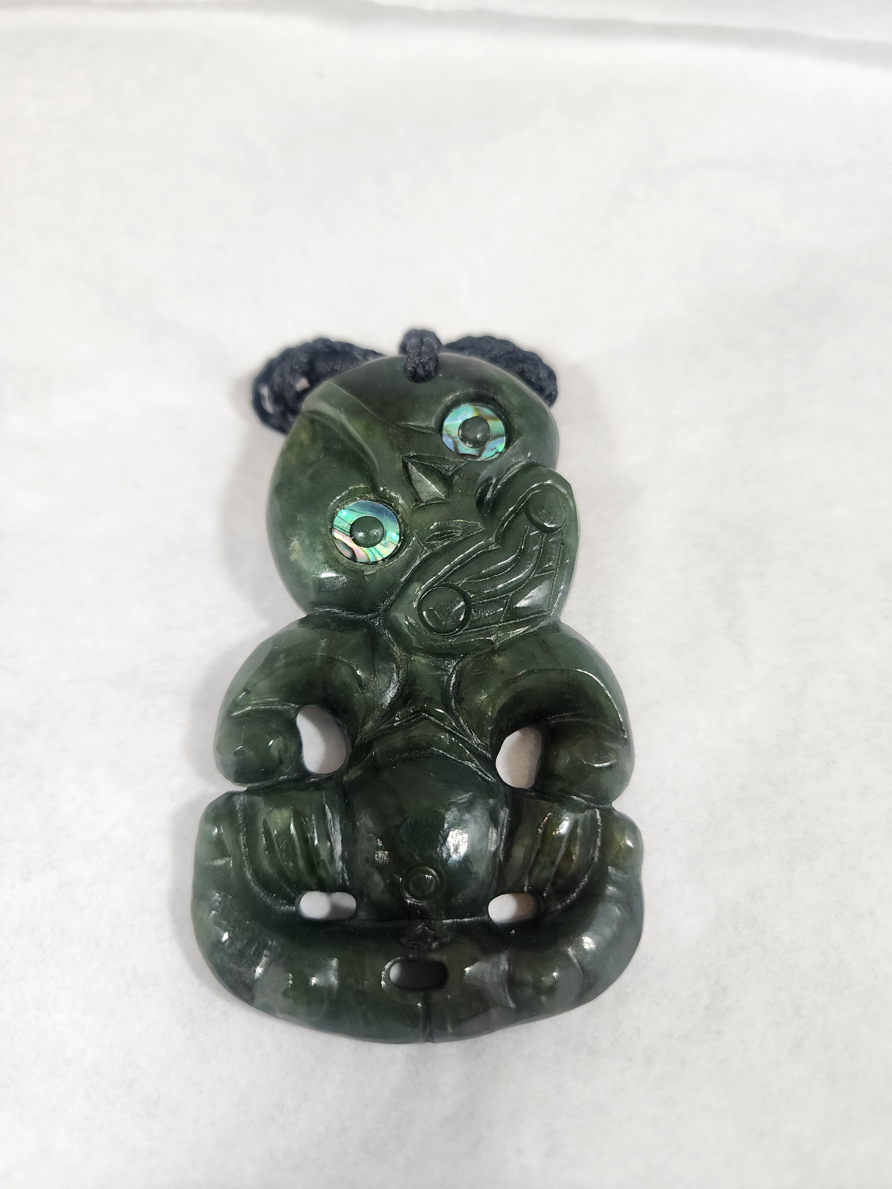 Large Tiki with Paua Eyes - Pounamu