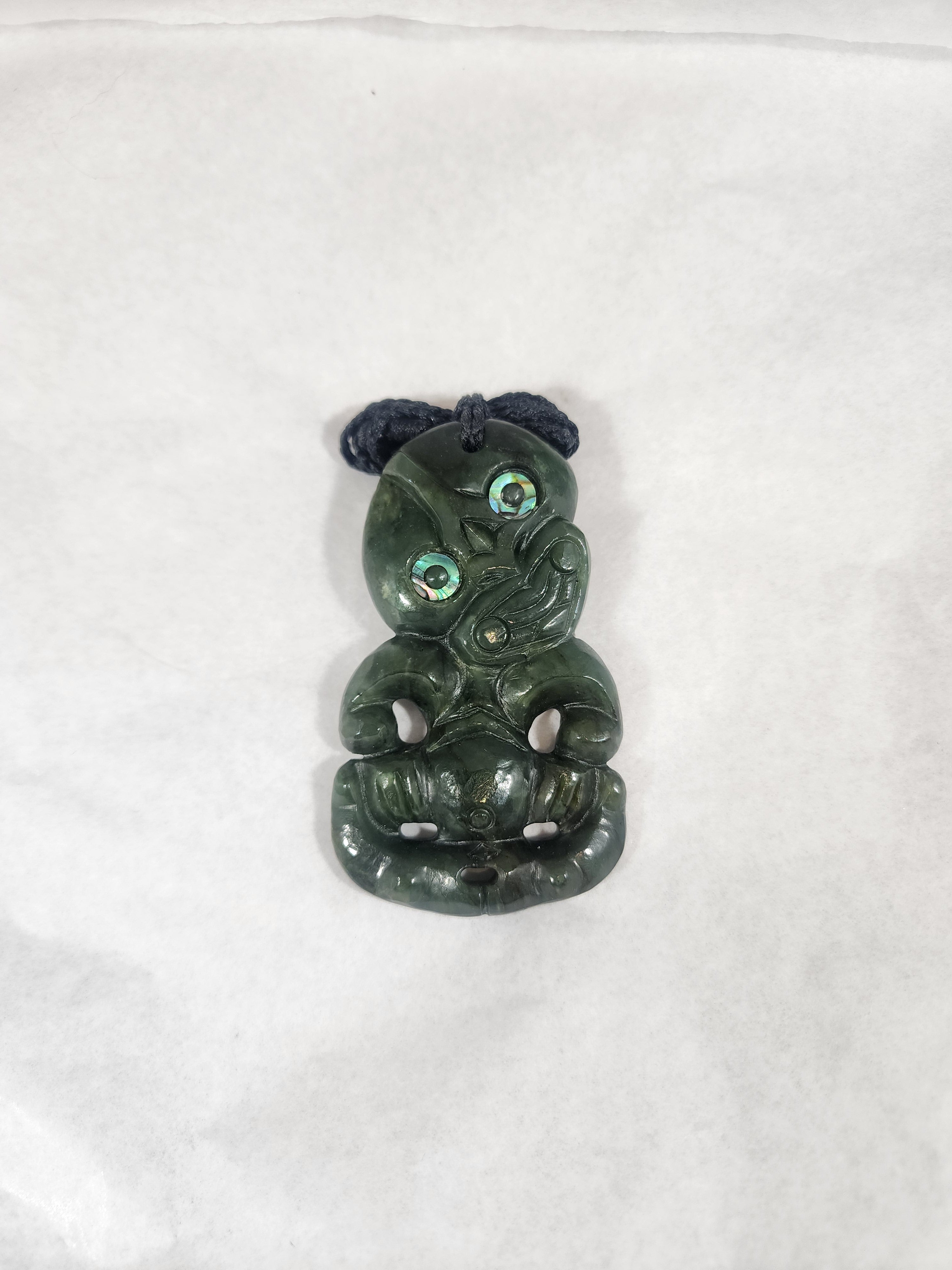 Large Tiki with Paua Eyes - Pounamu