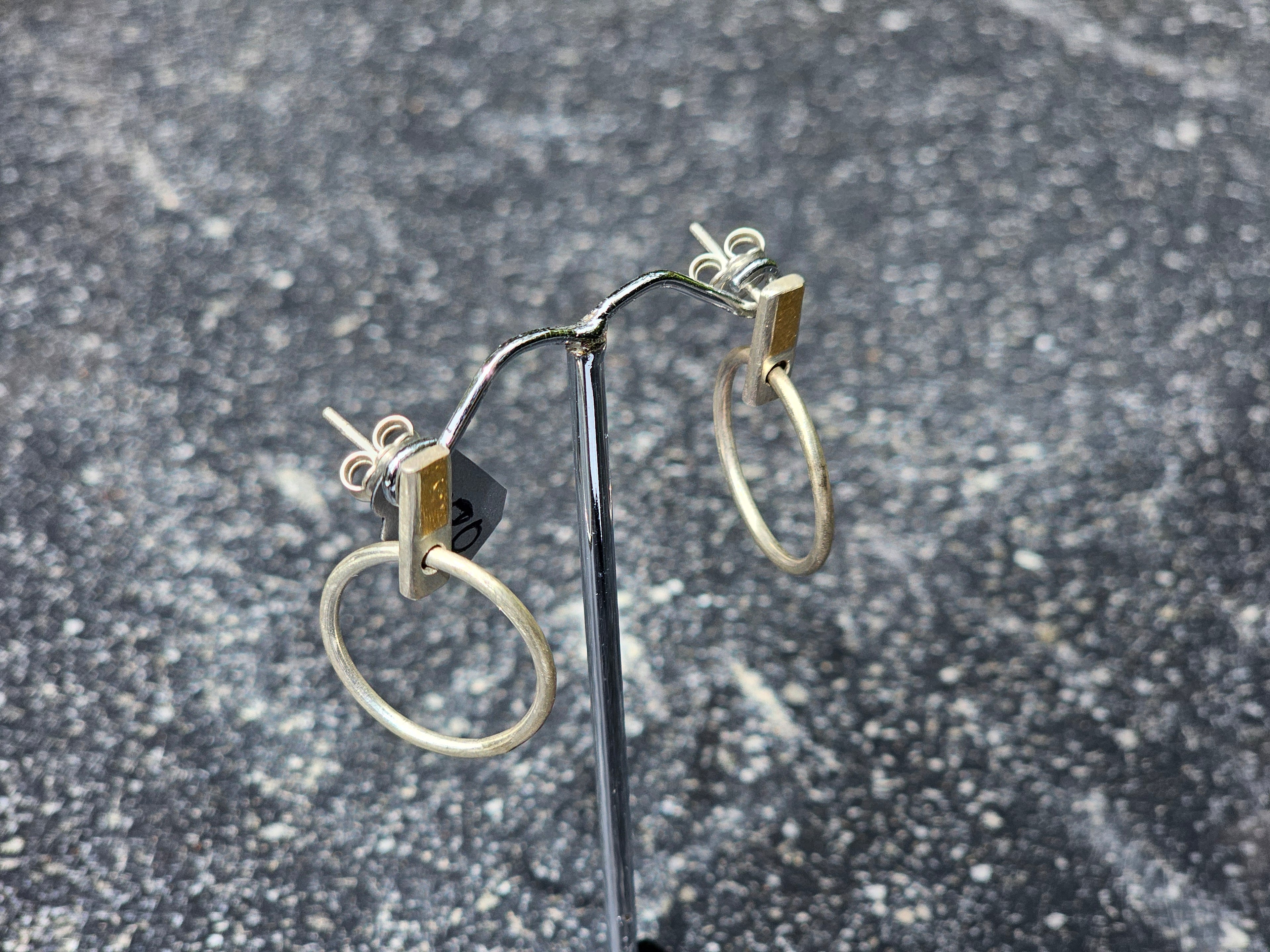 Sterling Silver Loop Earrings with 22ct Gold