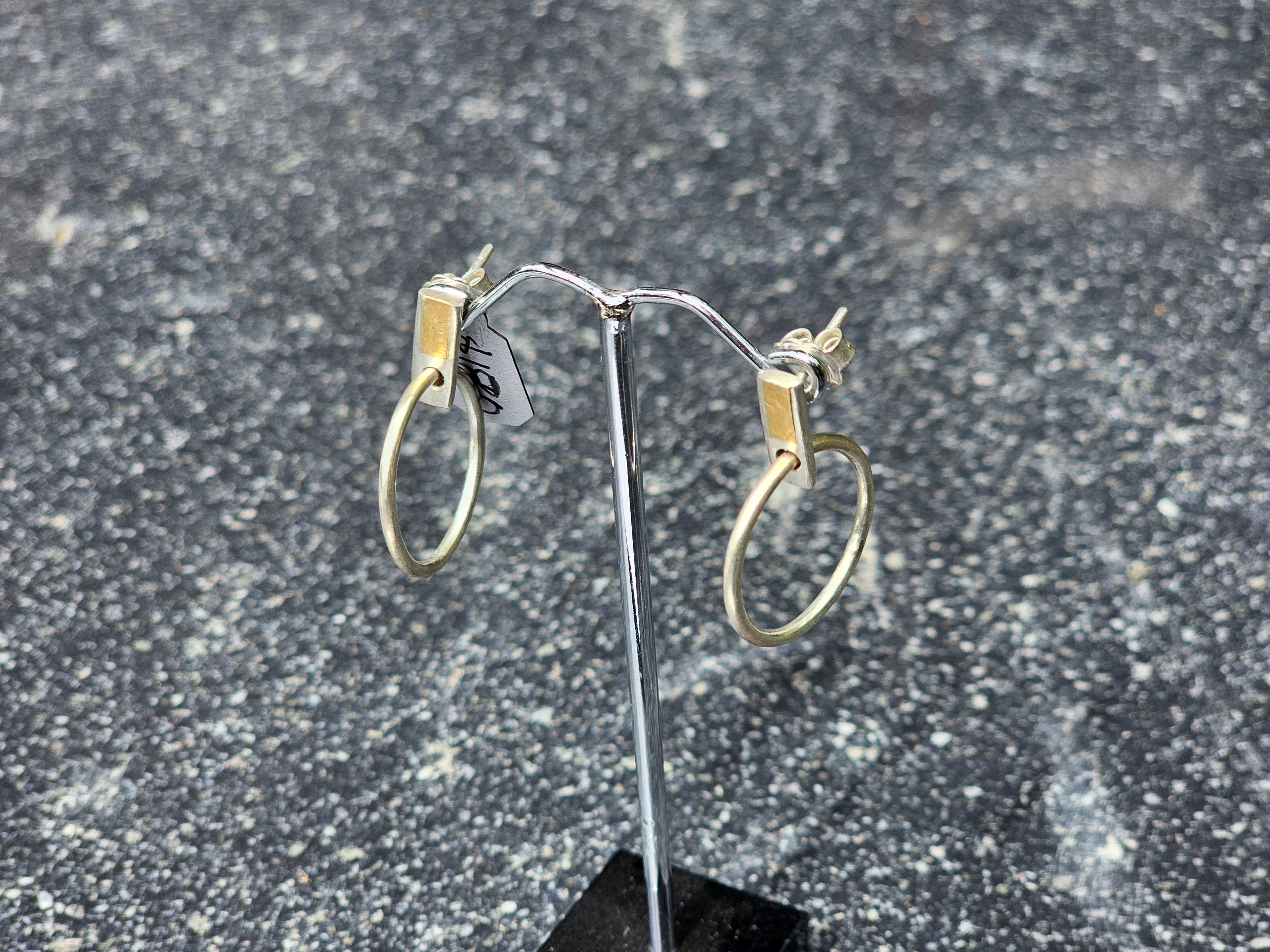 Sterling Silver Loop Earrings with 22ct Gold