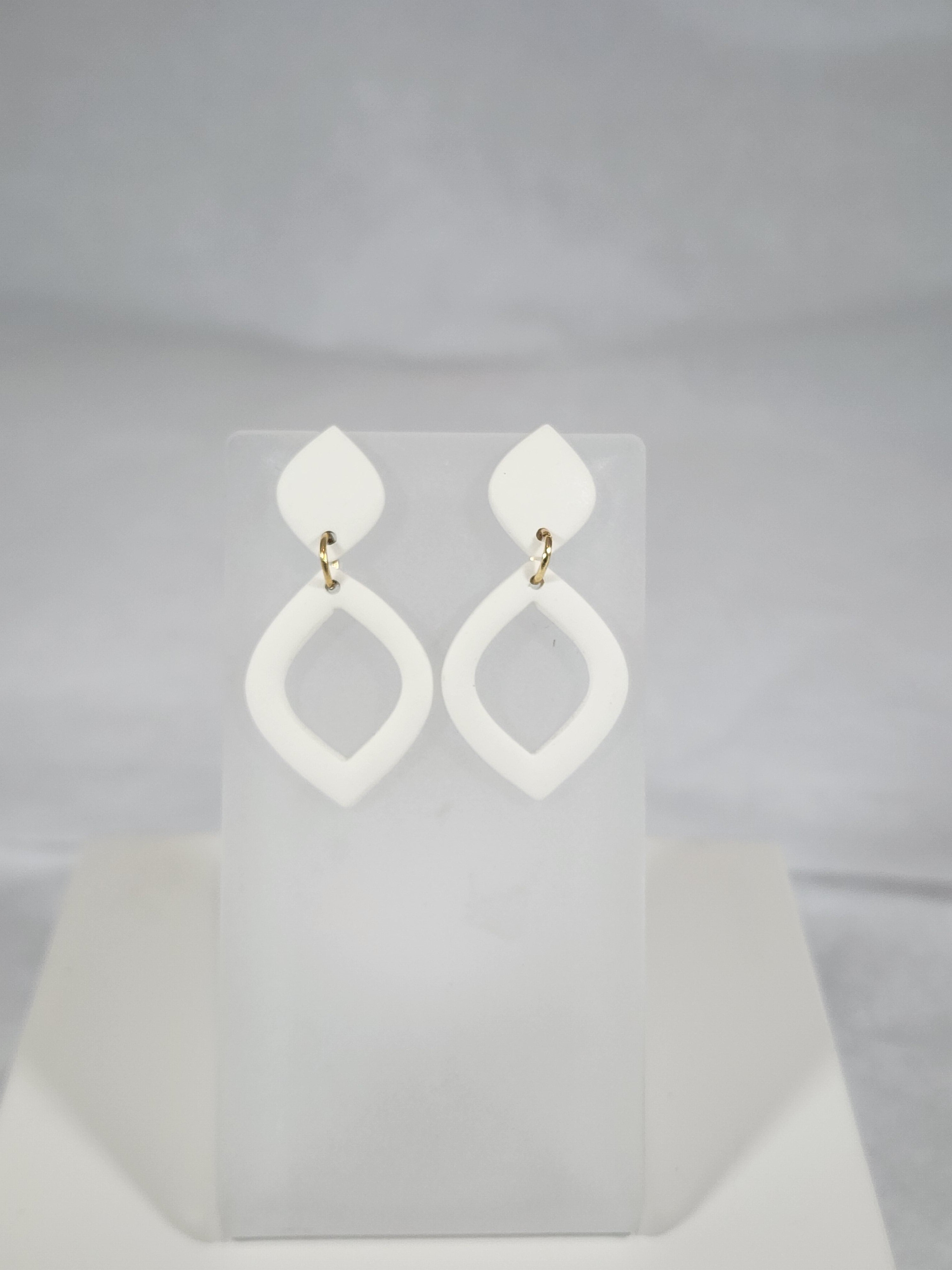 Small Oval White - Earring